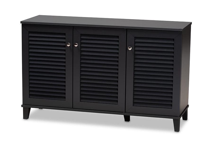 Coolidge Modern and Contemporary Dark Finished 8-Shelf Wood Shoe Storage Cabinet