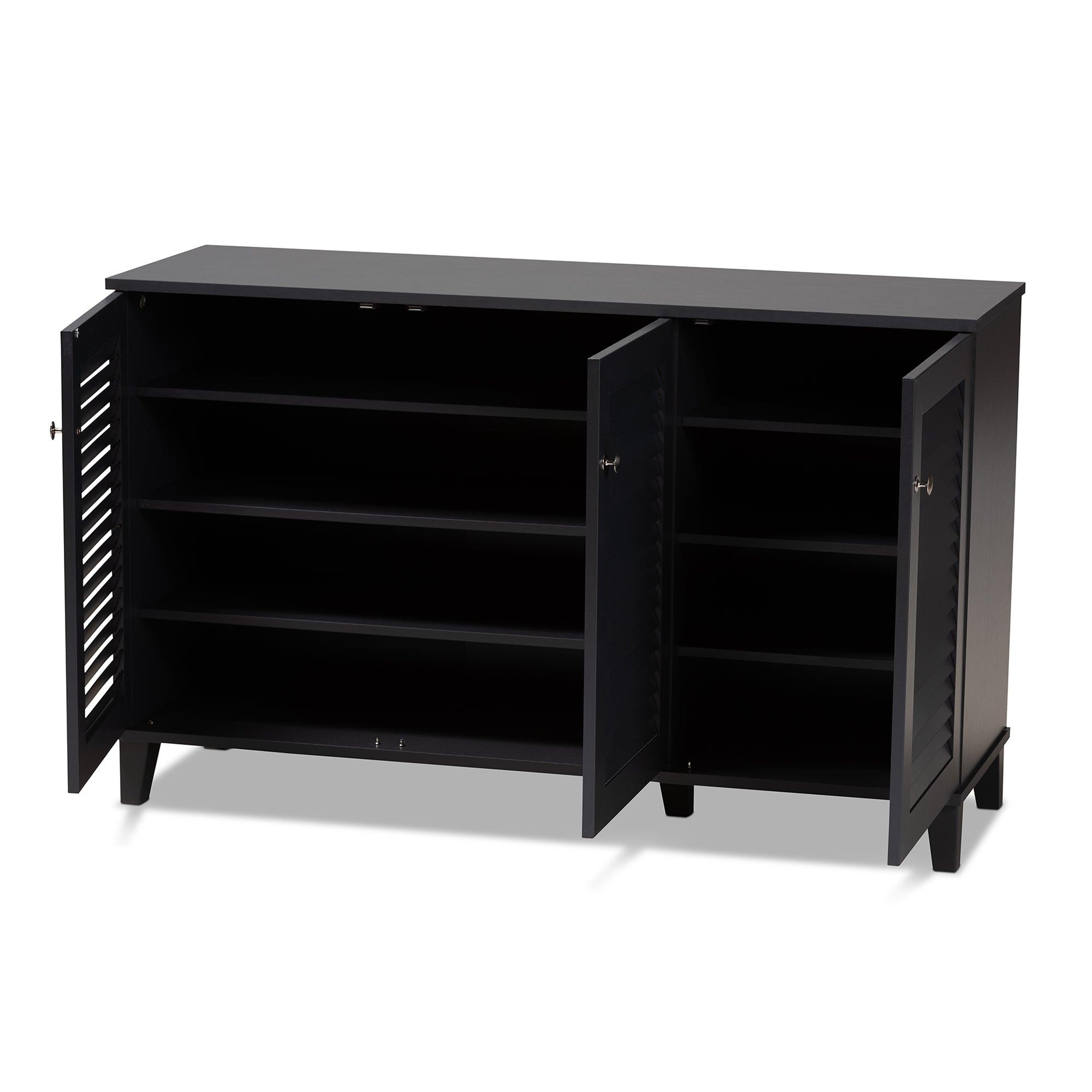 Coolidge Modern and Contemporary Dark Finished 8-Shelf Wood Shoe Storage Cabinet