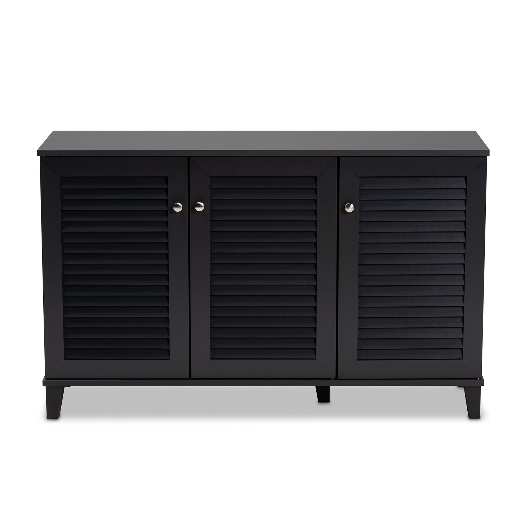 Coolidge Modern and Contemporary Dark Finished 8-Shelf Wood Shoe Storage Cabinet