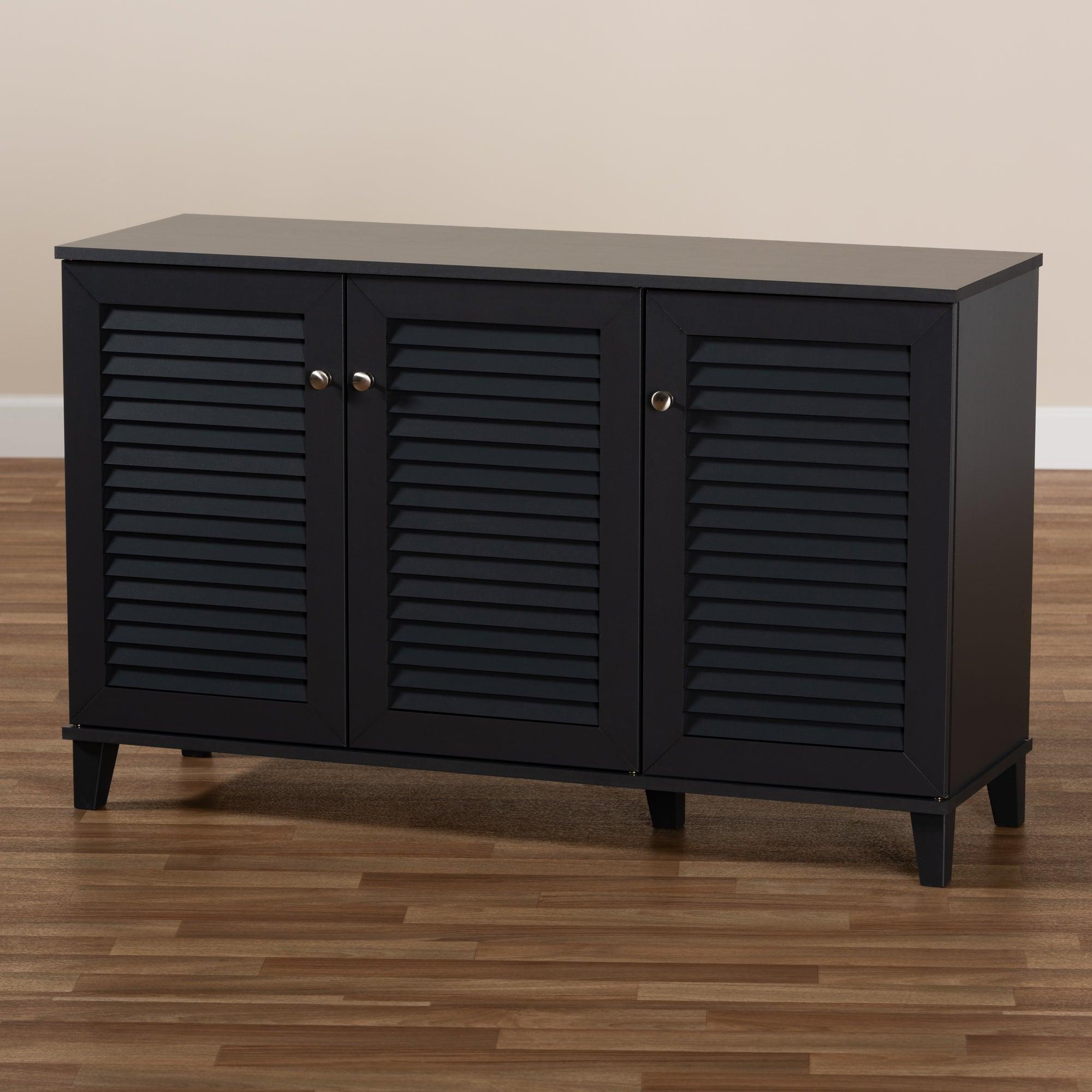 Coolidge Modern and Contemporary Dark Finished 8-Shelf Wood Shoe Storage Cabinet