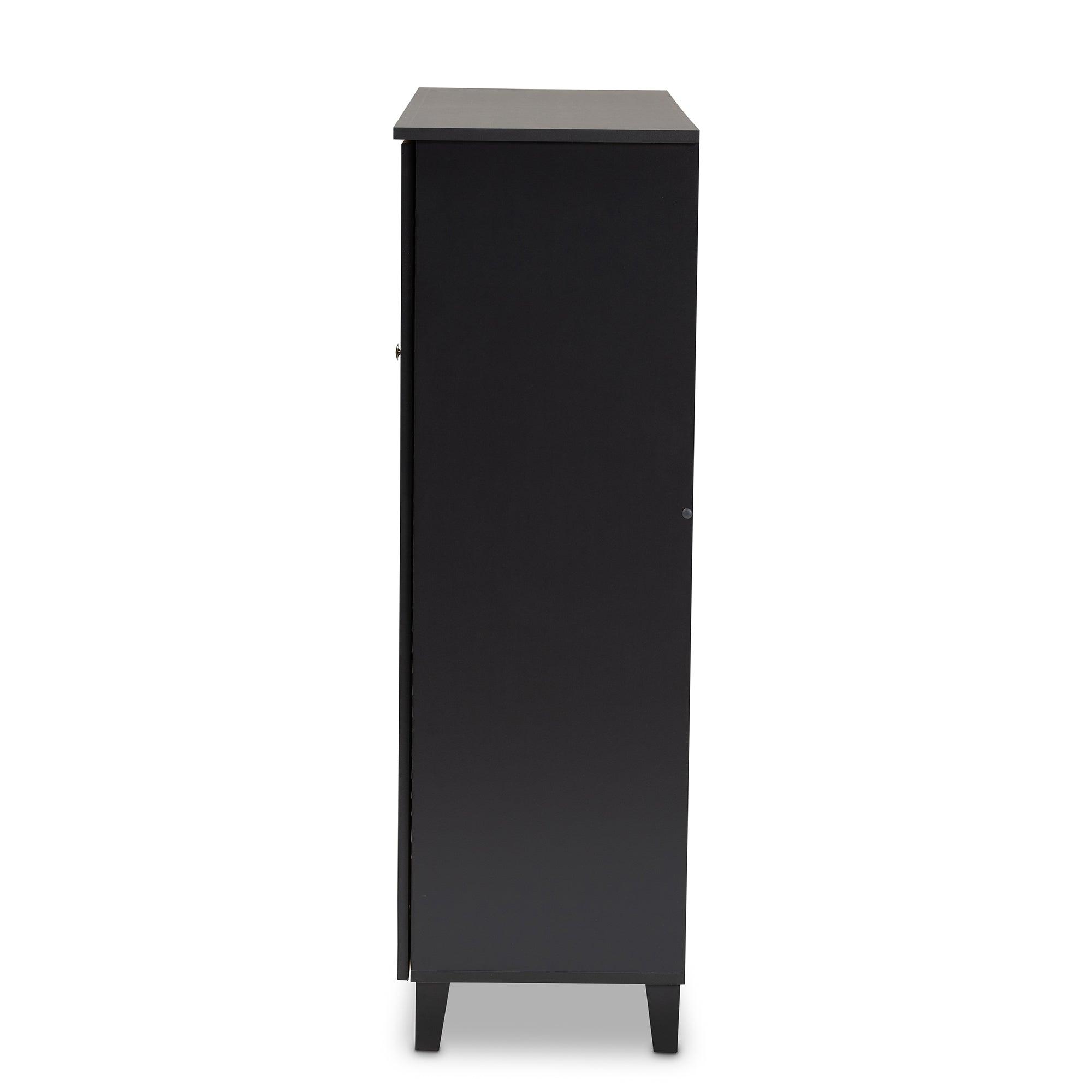 Coolidge Modern and Contemporary Dark Finished 11-Shelf Wood Shoe Storage Cabinet with Drawer