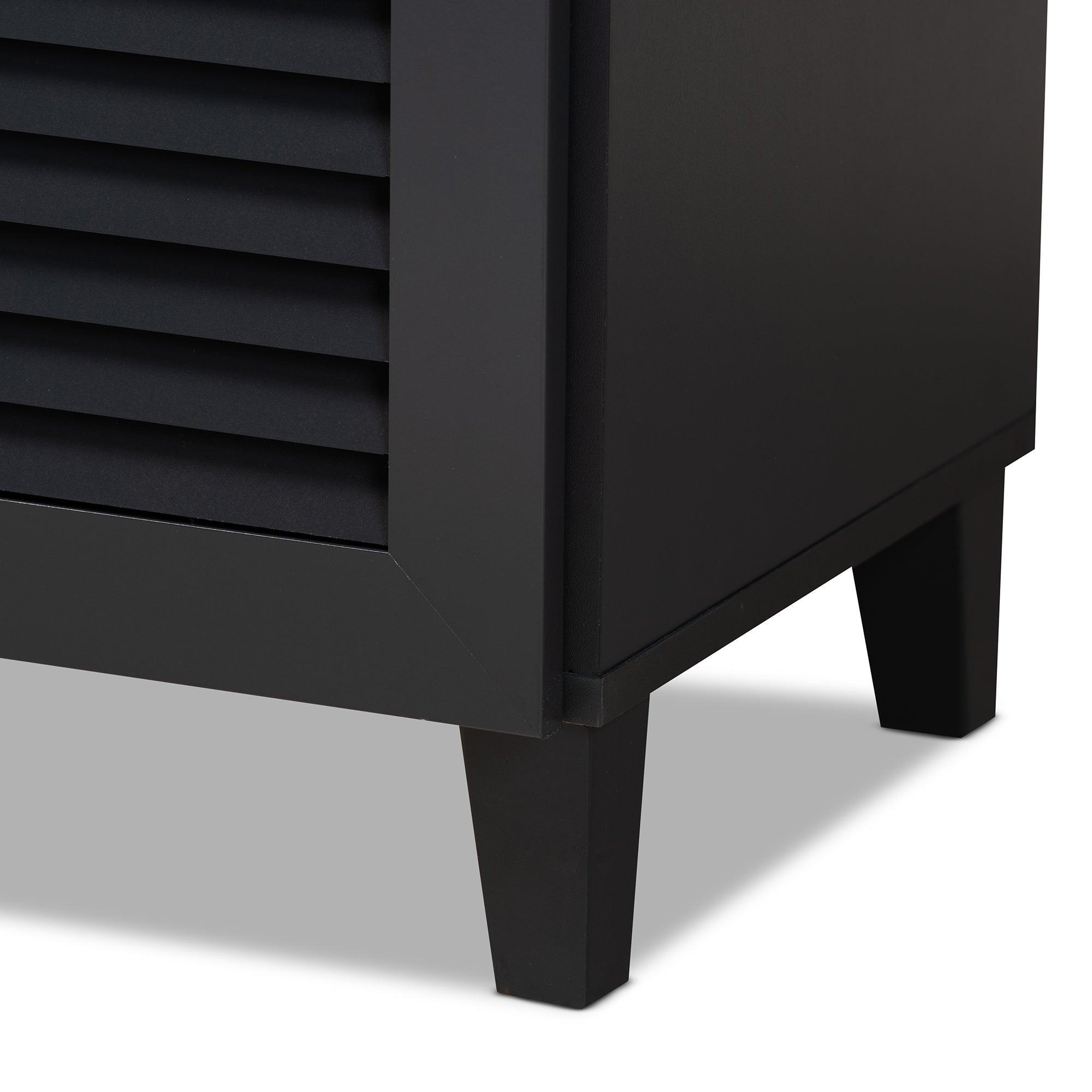 Coolidge Modern and Contemporary Dark Finished 11-Shelf Wood Shoe Storage Cabinet with Drawer