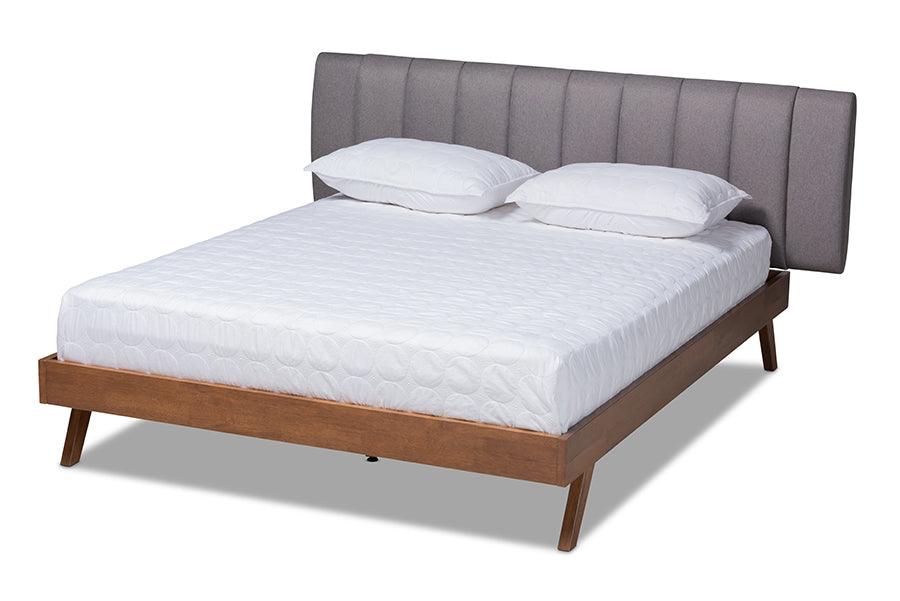 Brita Mid-Century Modern Fabric Upholstered Finished Wood Bed