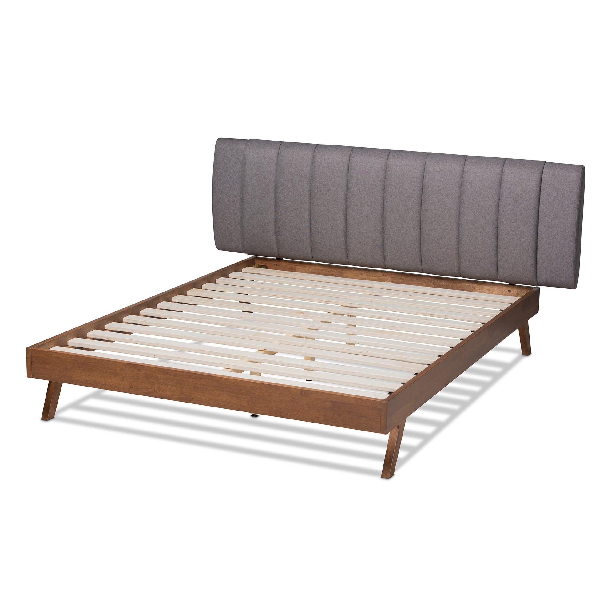 Brita Mid-Century Modern Fabric Upholstered Finished Wood Bed