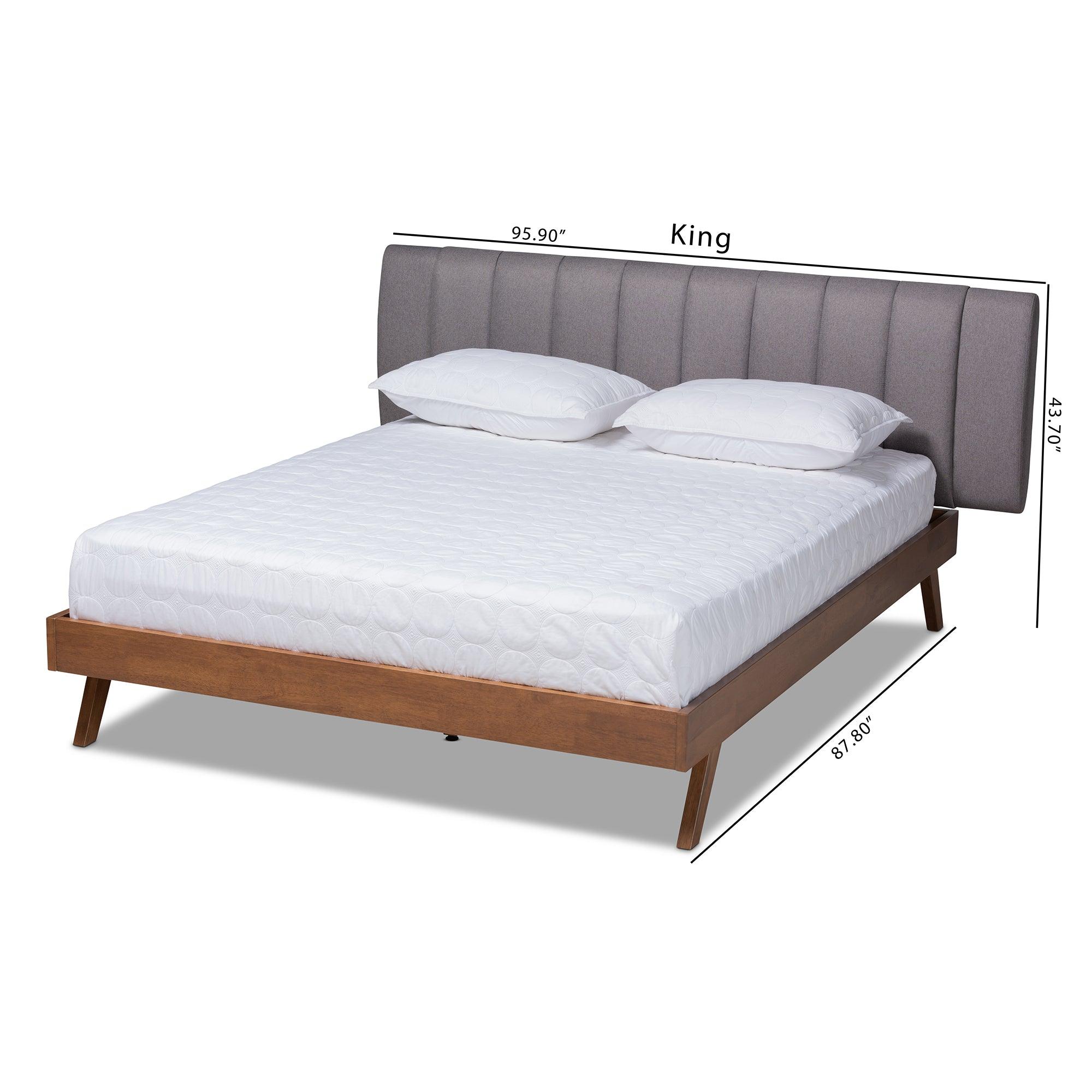 Brita Mid-Century Modern Fabric Upholstered Finished Wood Bed