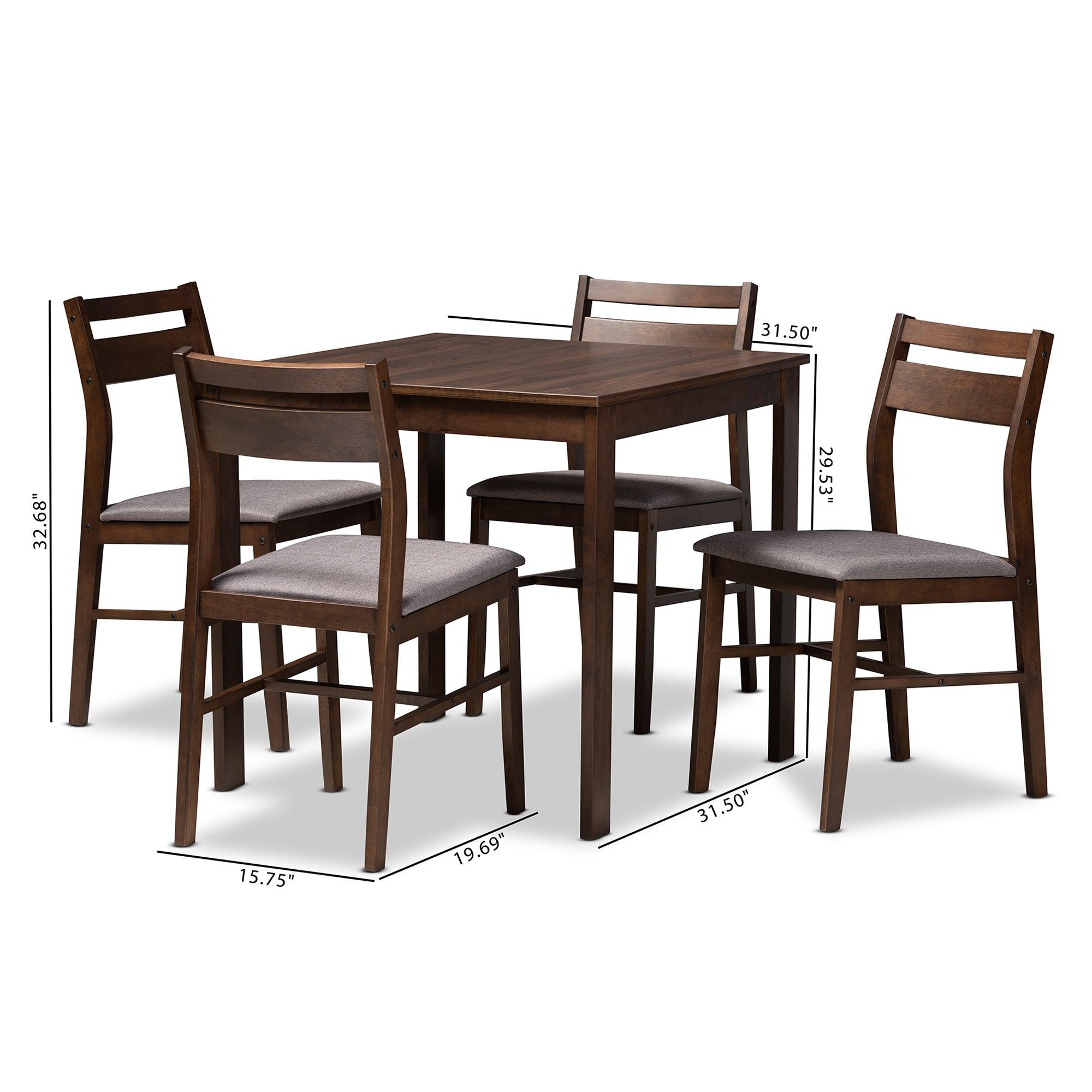 Lovy Modern and Contemporary Fabric Upholstered Dark -Finished 5-Piece Wood Dining Set