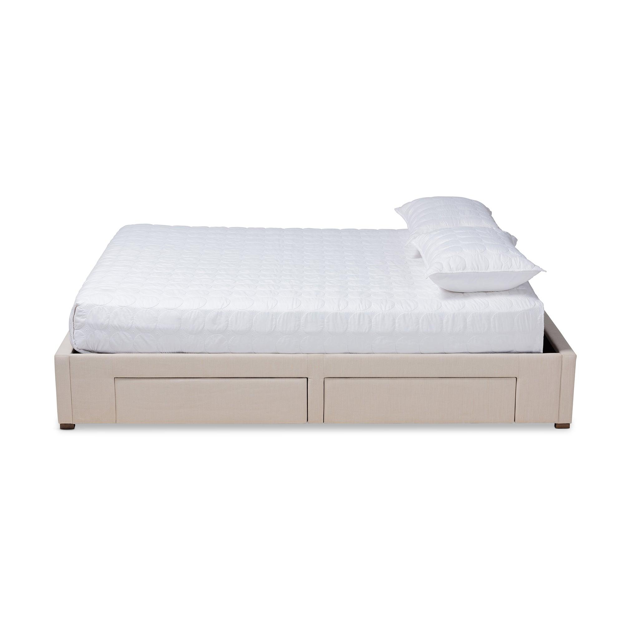 Leni Modern and Contemporary Fabric Upholstered 4-Drawer Platform Storage Bed Frame