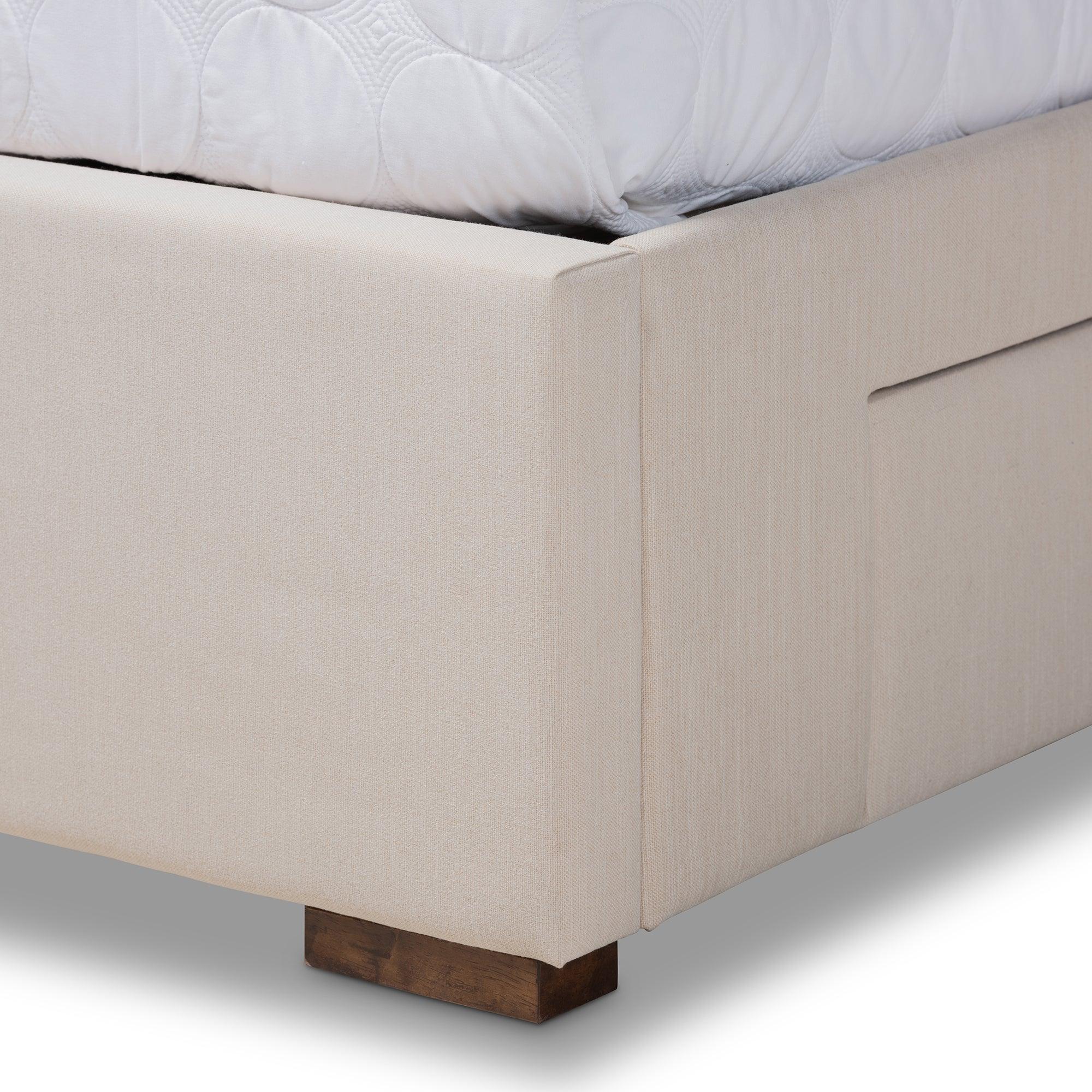 Leni Modern and Contemporary Fabric Upholstered 4-Drawer Platform Storage Bed Frame