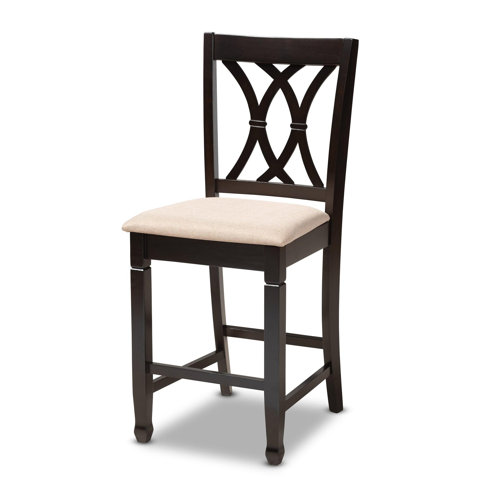 Reneau Modern and Contemporary Sand Fabric Upholstered Espresso Finished 5-Piece Wood Pub Set