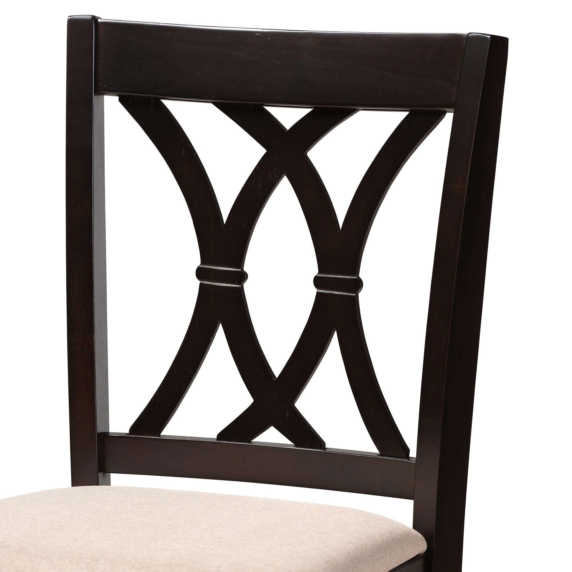 Reneau Modern and Contemporary Sand Fabric Upholstered Espresso Finished 5-Piece Wood Pub Set