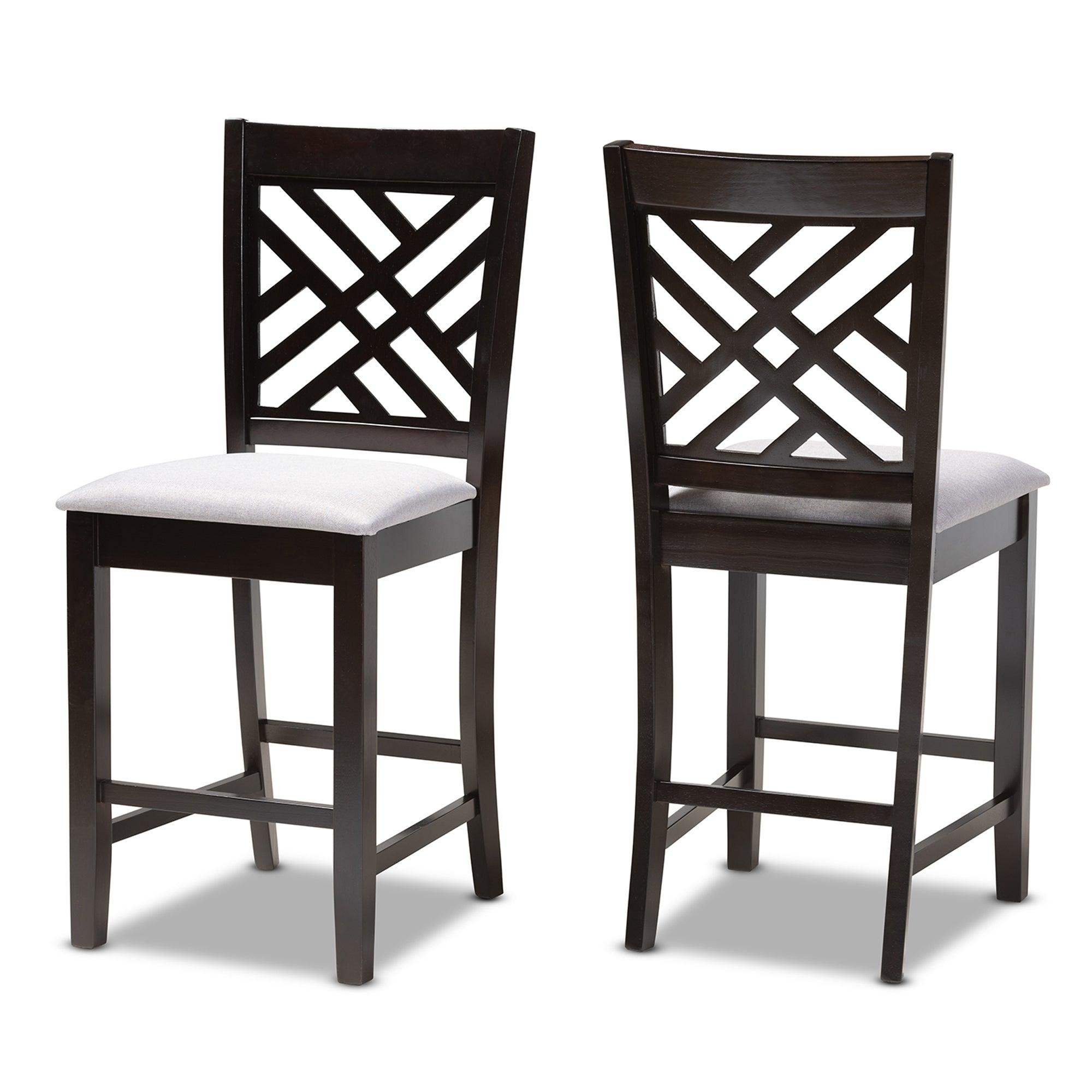 Caron Modern and Contemporary Fabric Upholstered Espresso Finished Wood Counter Height Pub Chair Set of 2