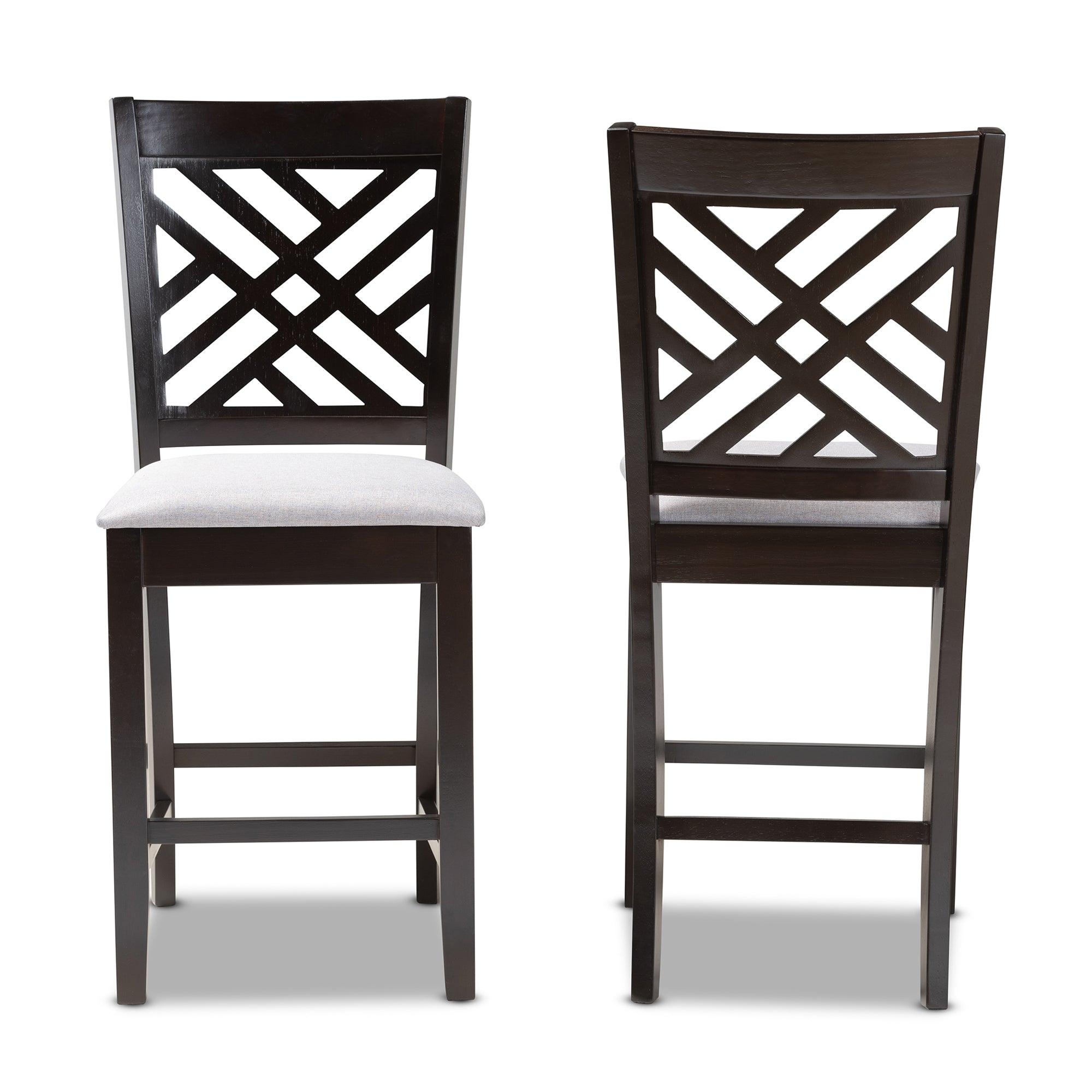 Caron Modern and Contemporary Fabric Upholstered Espresso Finished Wood Counter Height Pub Chair Set of 2