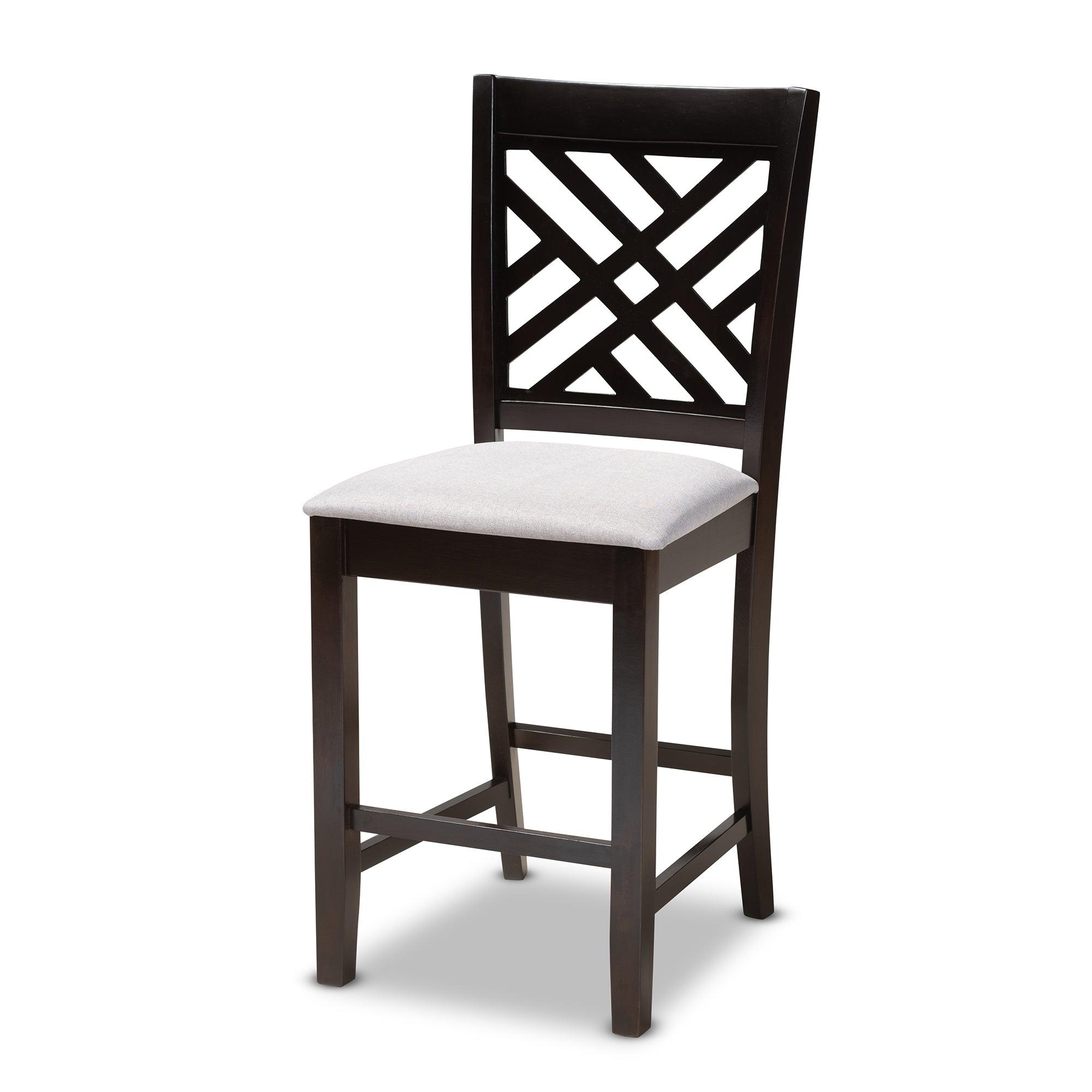 Caron Modern and Contemporary Fabric Upholstered Espresso Finished 5-Piece Wood Pub Set