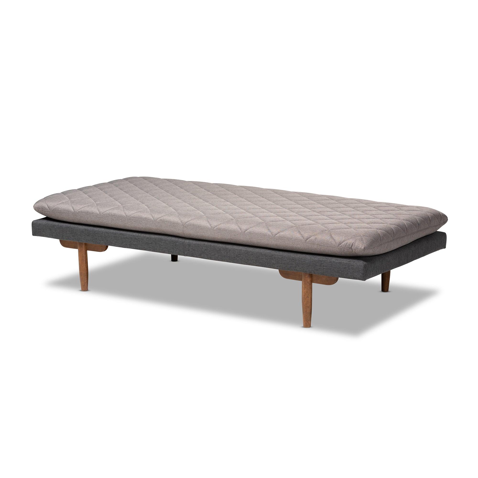 Marit Mid-Century Modern Two-Tone Fabric Upholstered Finished Wood Daybed