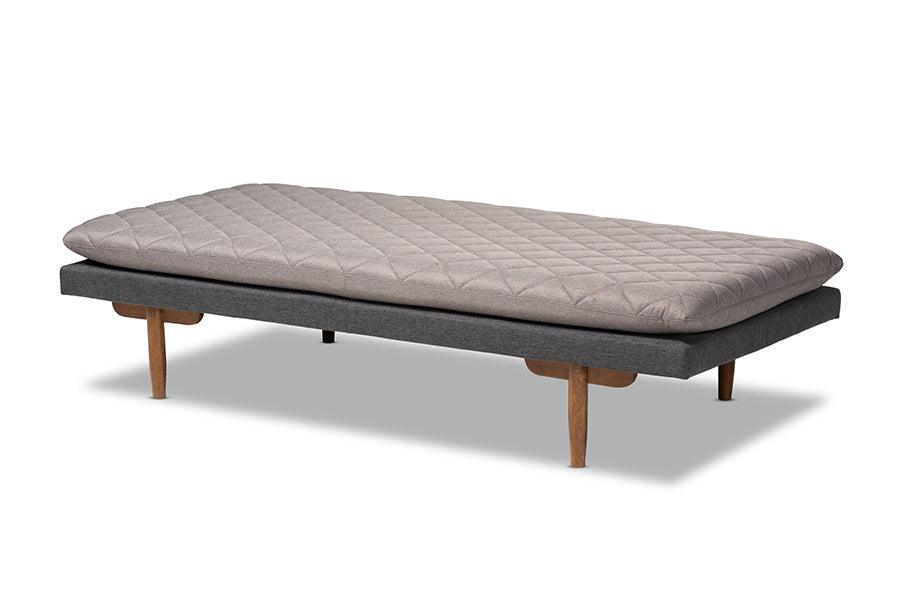 Marit Mid-Century Modern Two-Tone Fabric Upholstered Finished Wood Daybed