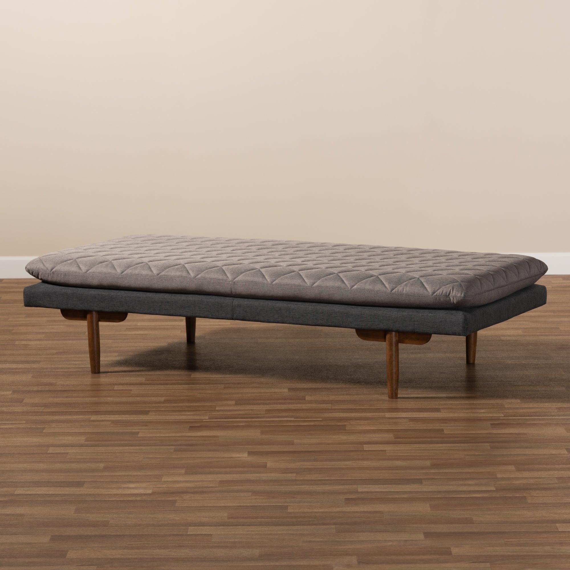 Marit Mid-Century Modern Two-Tone Fabric Upholstered Finished Wood Daybed