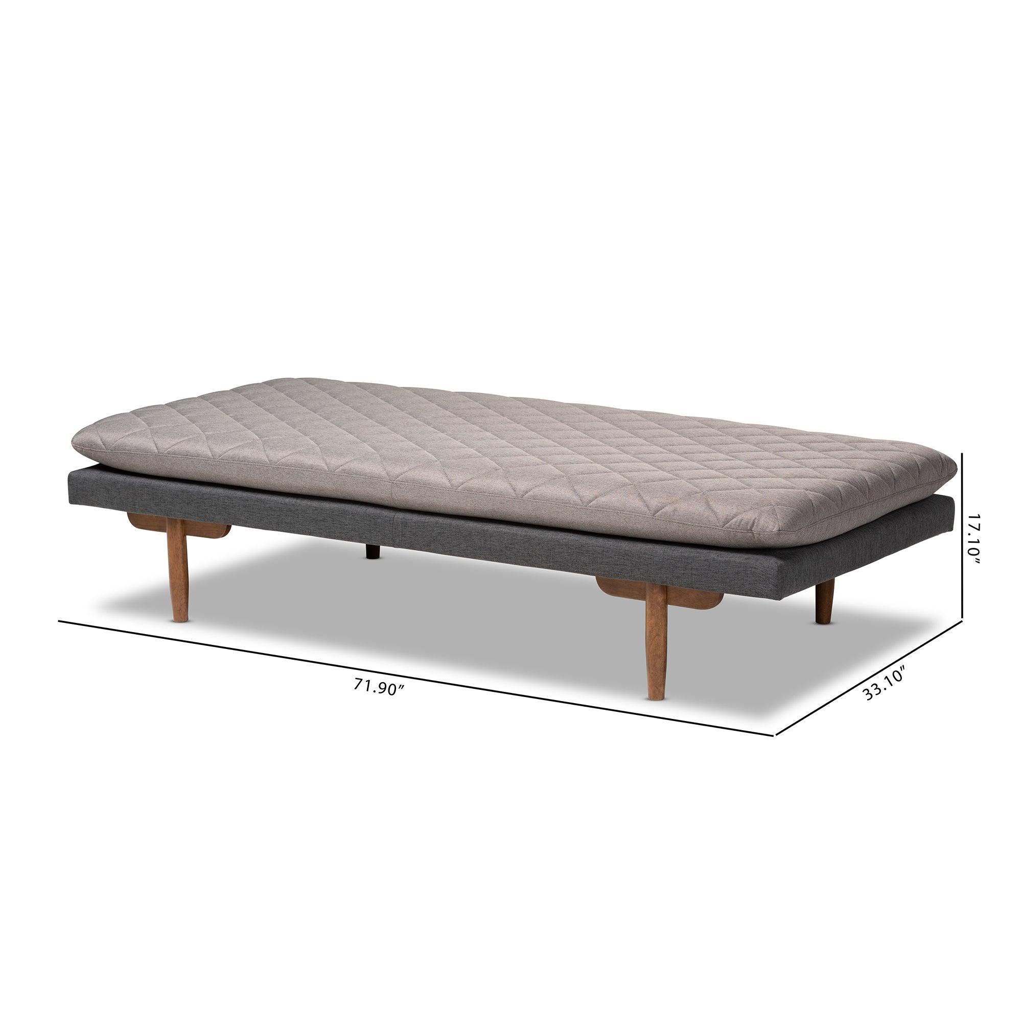 Marit Mid-Century Modern Two-Tone Fabric Upholstered Finished Wood Daybed