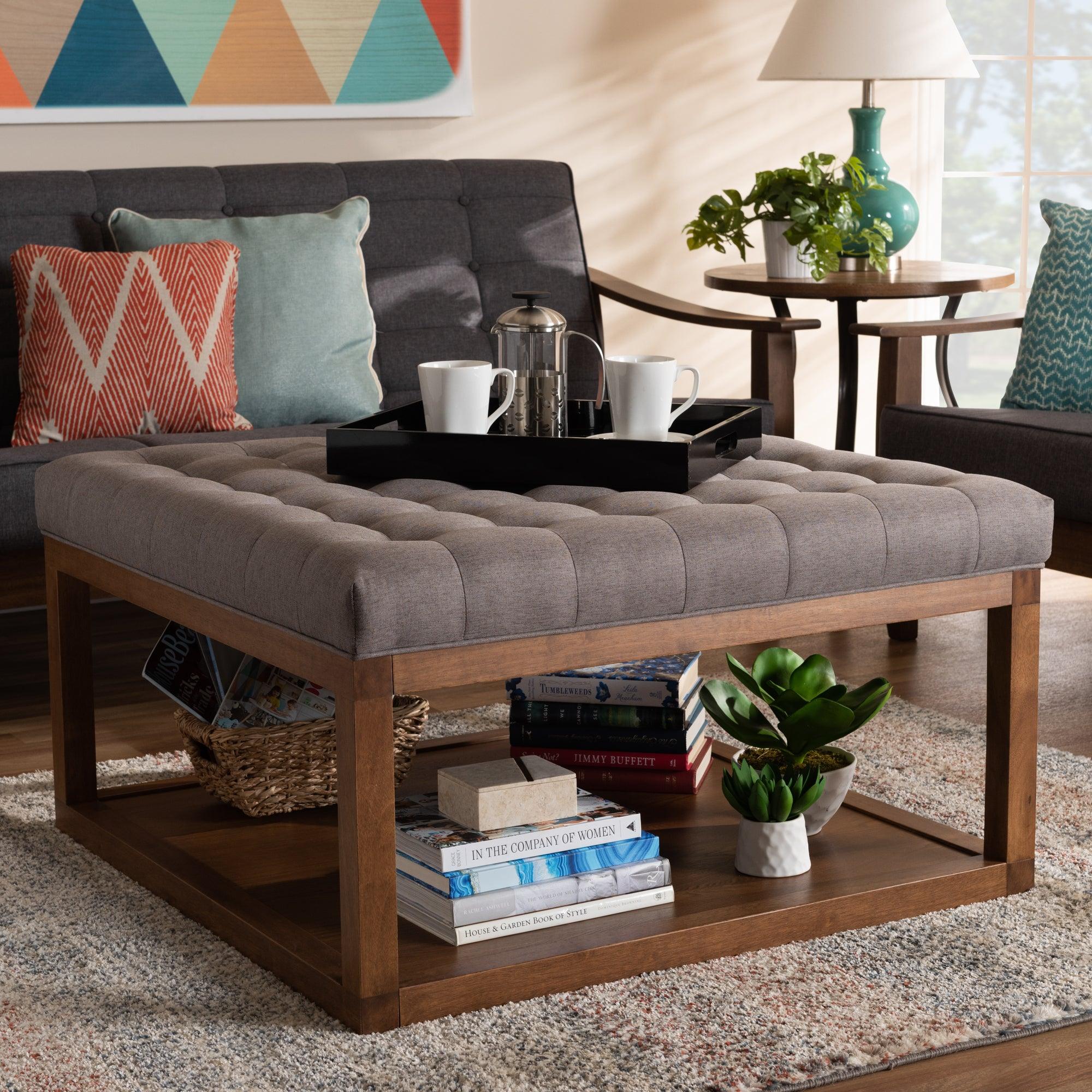 Alvere Modern and Contemporary Fabric Upholstered Finished Cocktail Ottoman