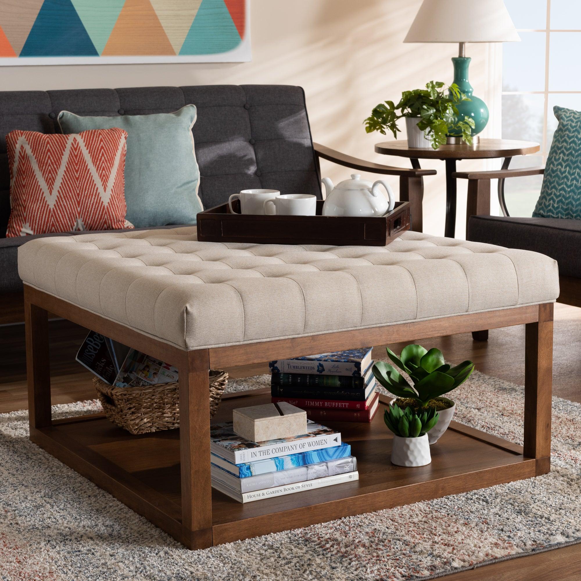 Alvere Modern and Contemporary Fabric Upholstered Finished Cocktail Ottoman