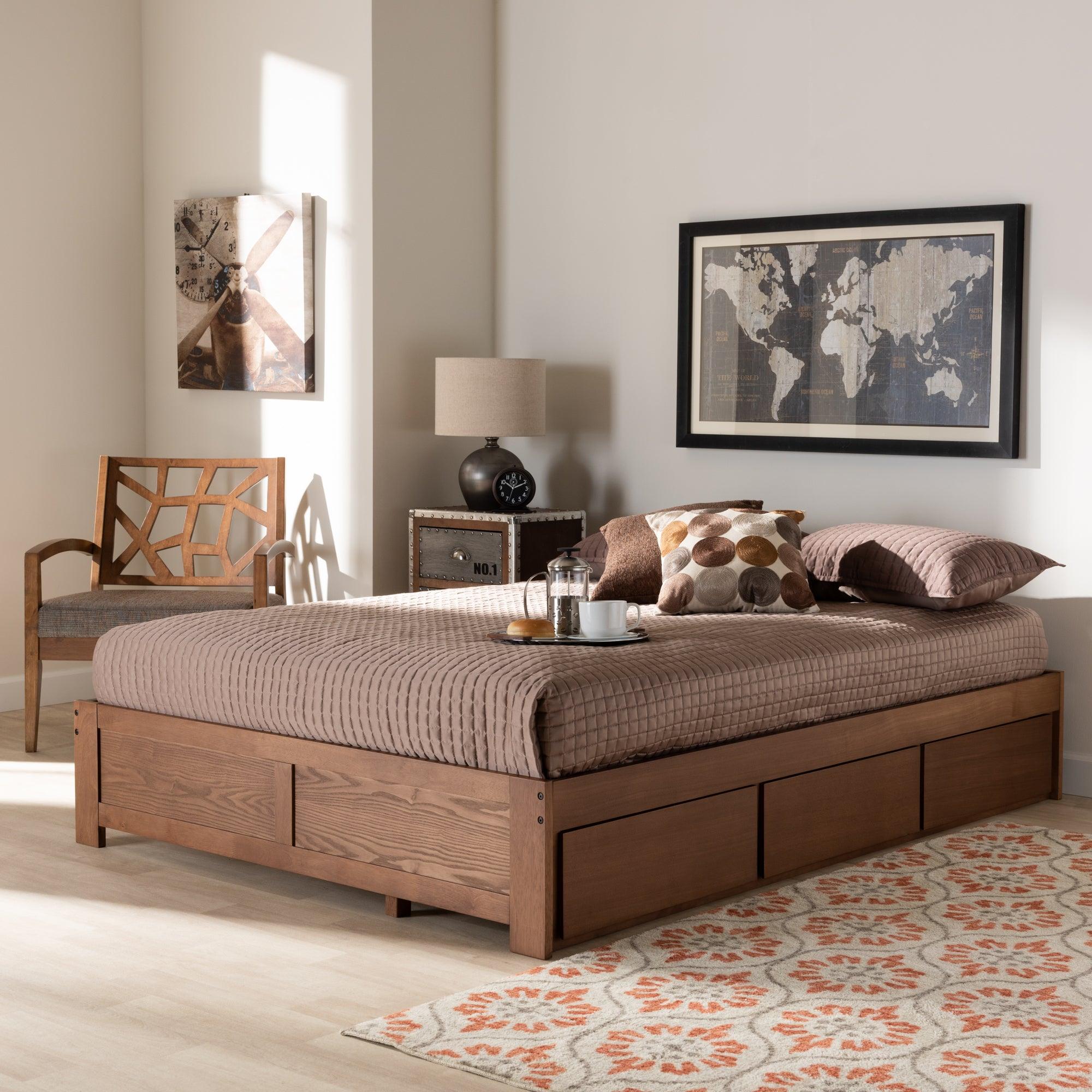 Wren Modern and Contemporary Finished 3-Drawer Platform Storage Bed Frame