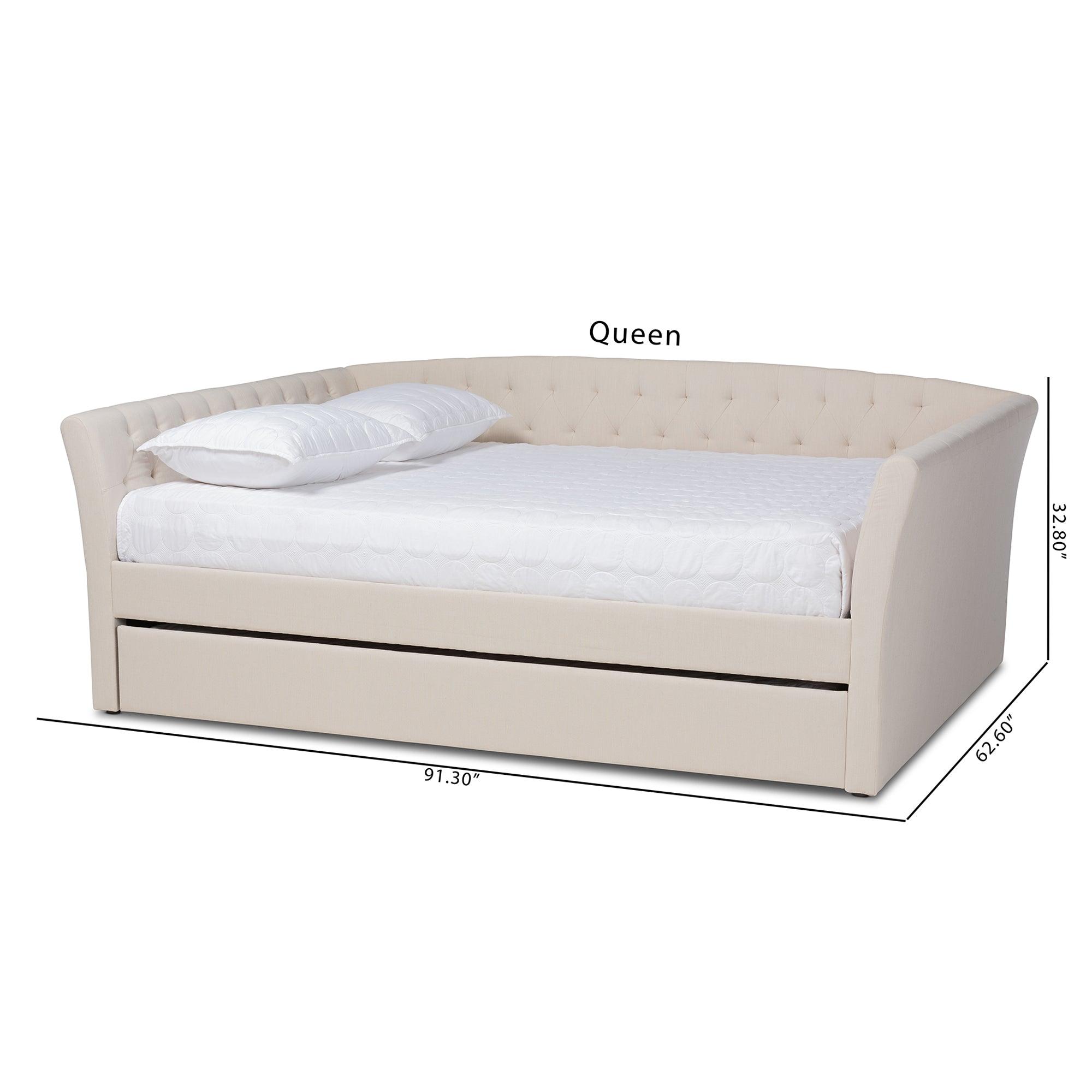 Delora Modern and Contemporary Fabric Upholstered Daybed with Roll-Out Trundle Bed