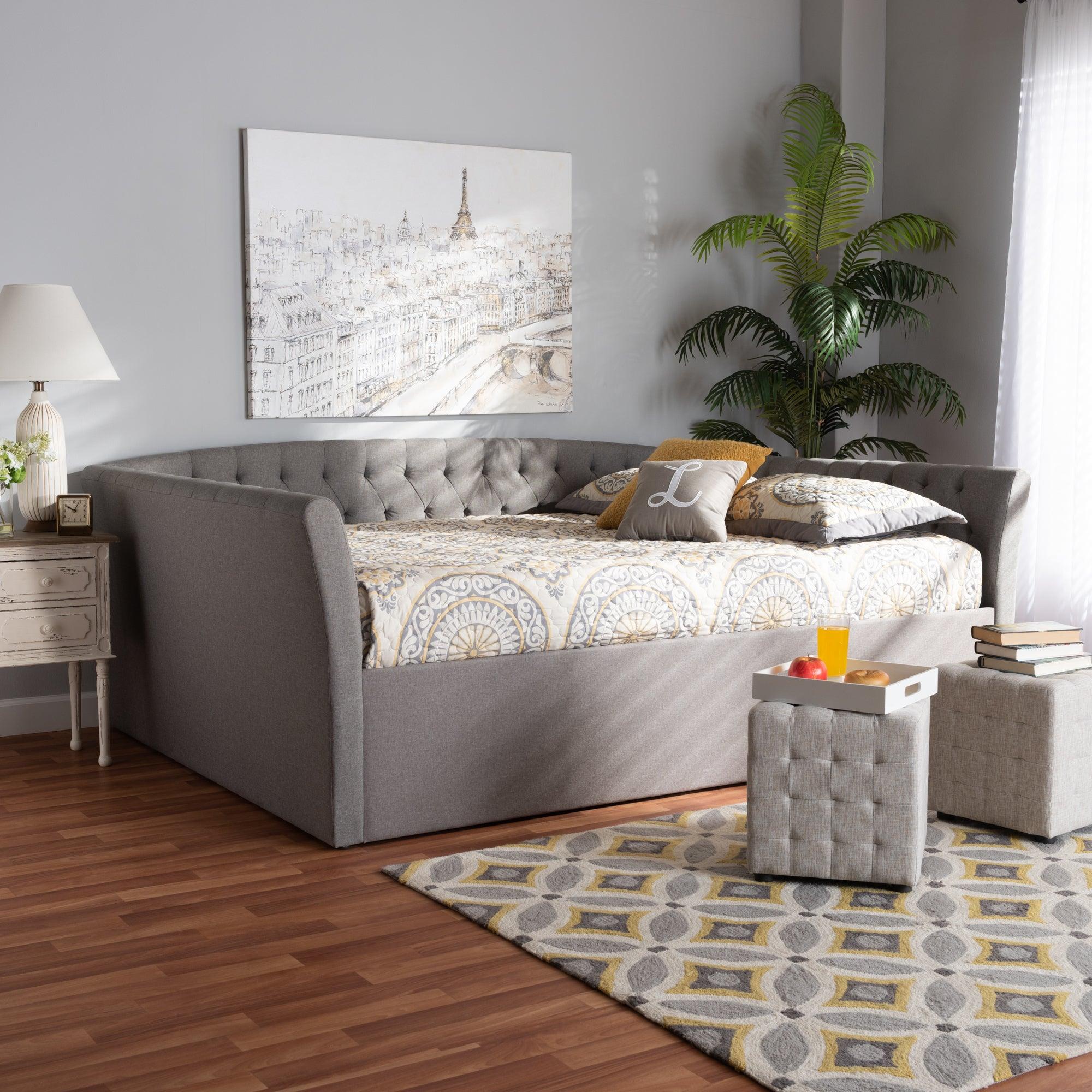 Delora Modern and Contemporary Light Fabric Upholstered Daybed