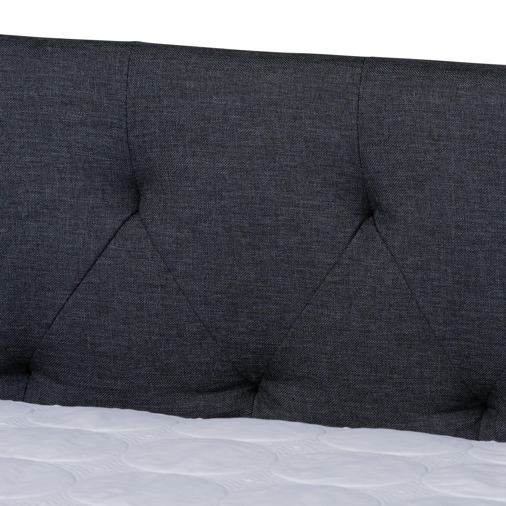 Haylie Modern and Contemporary Dark Fabric Upholstered Daybed with Roll-Out Trundle Bed