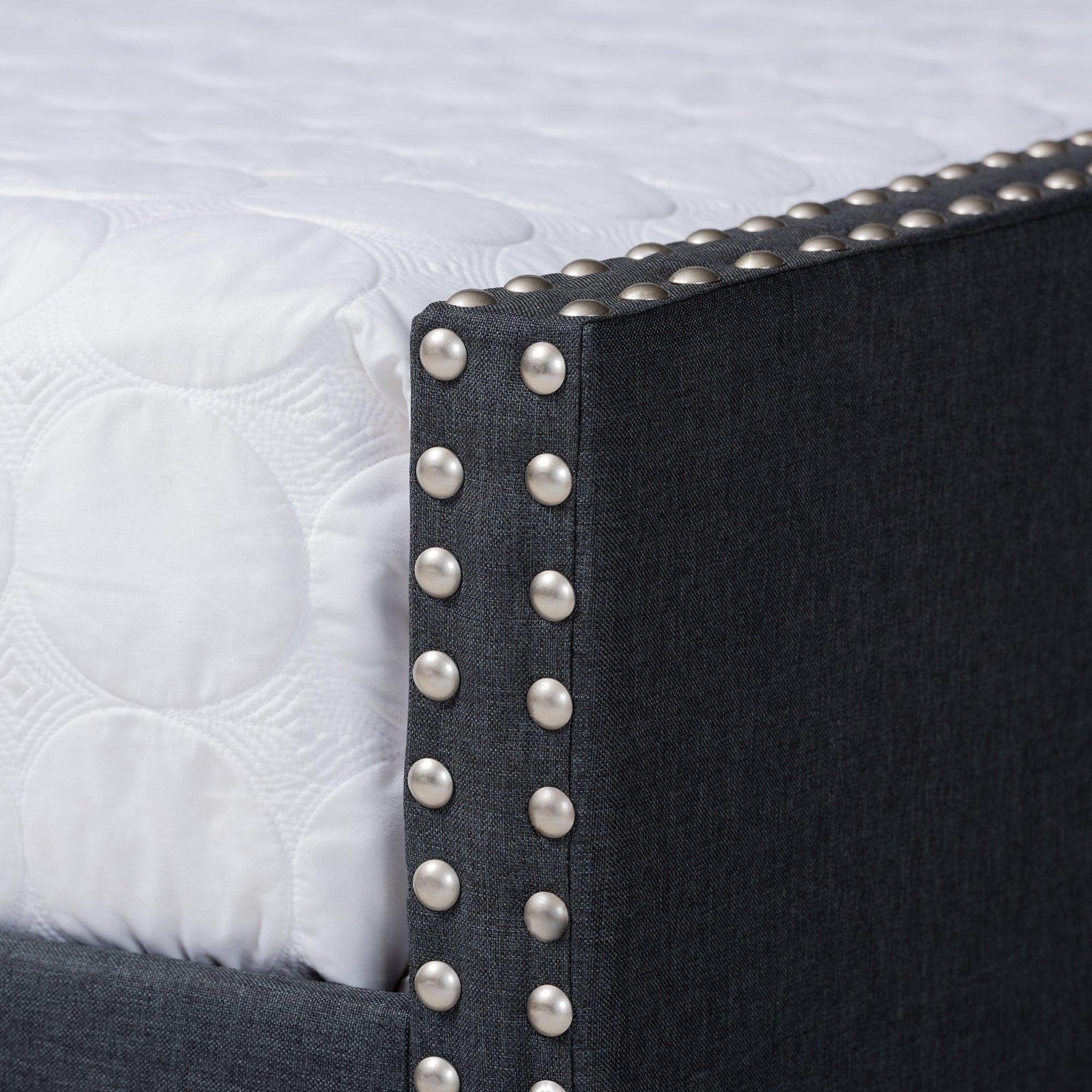 Haylie Modern and Contemporary Dark Fabric Upholstered Daybed with Roll-Out Trundle Bed