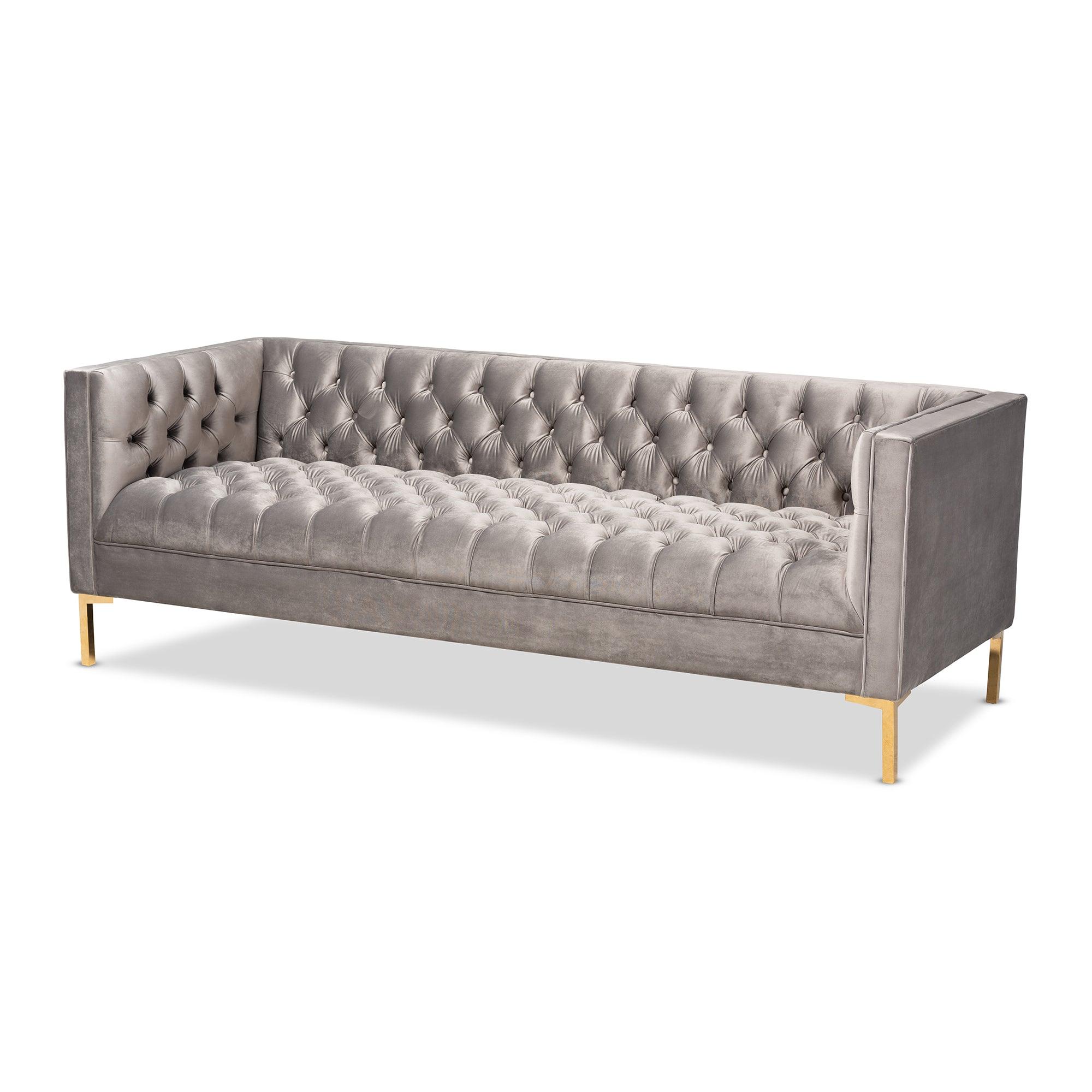 Zanetta Glam and Luxe Velvet Upholstered Finished Sofa