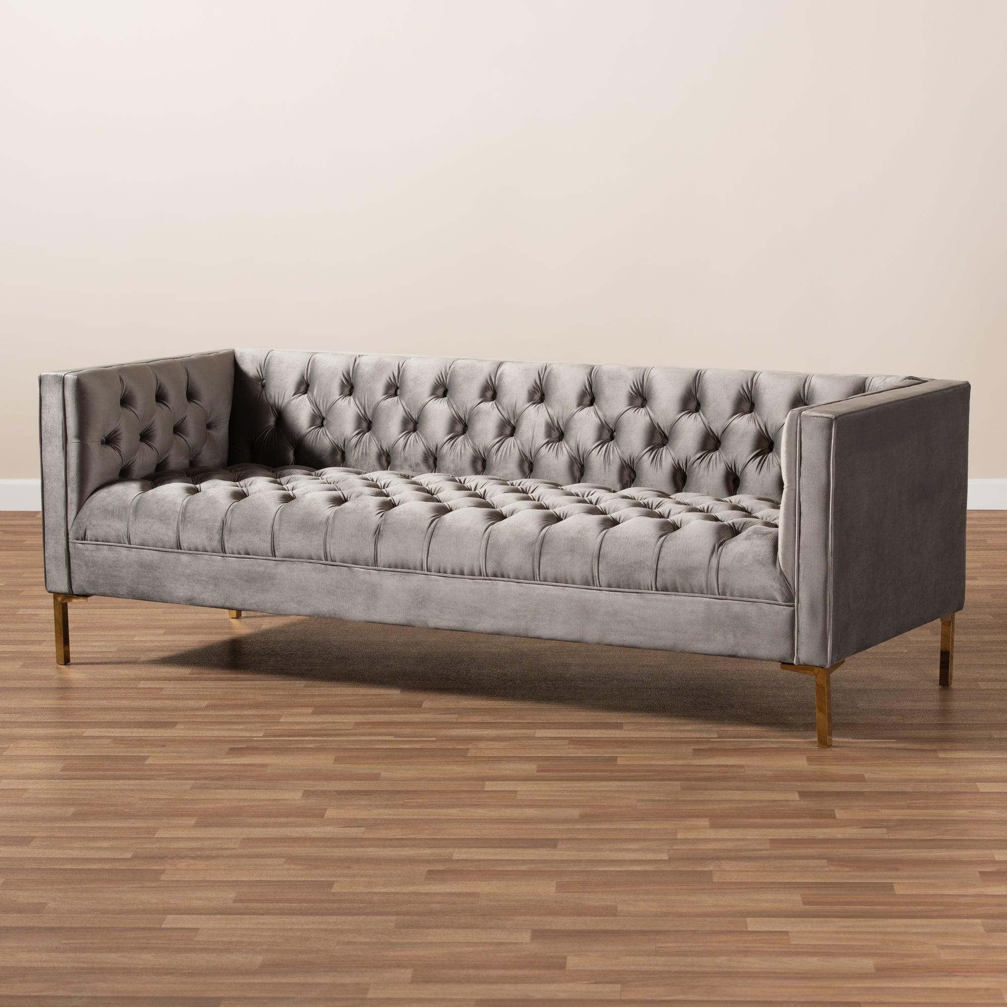 Zanetta Glam and Luxe Velvet Upholstered Finished Sofa