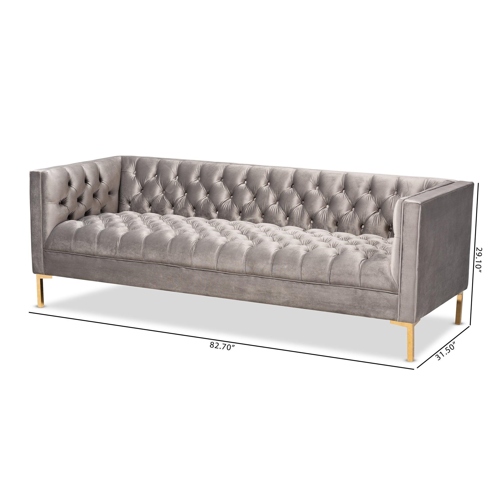 Zanetta Glam and Luxe Velvet Upholstered Finished Sofa