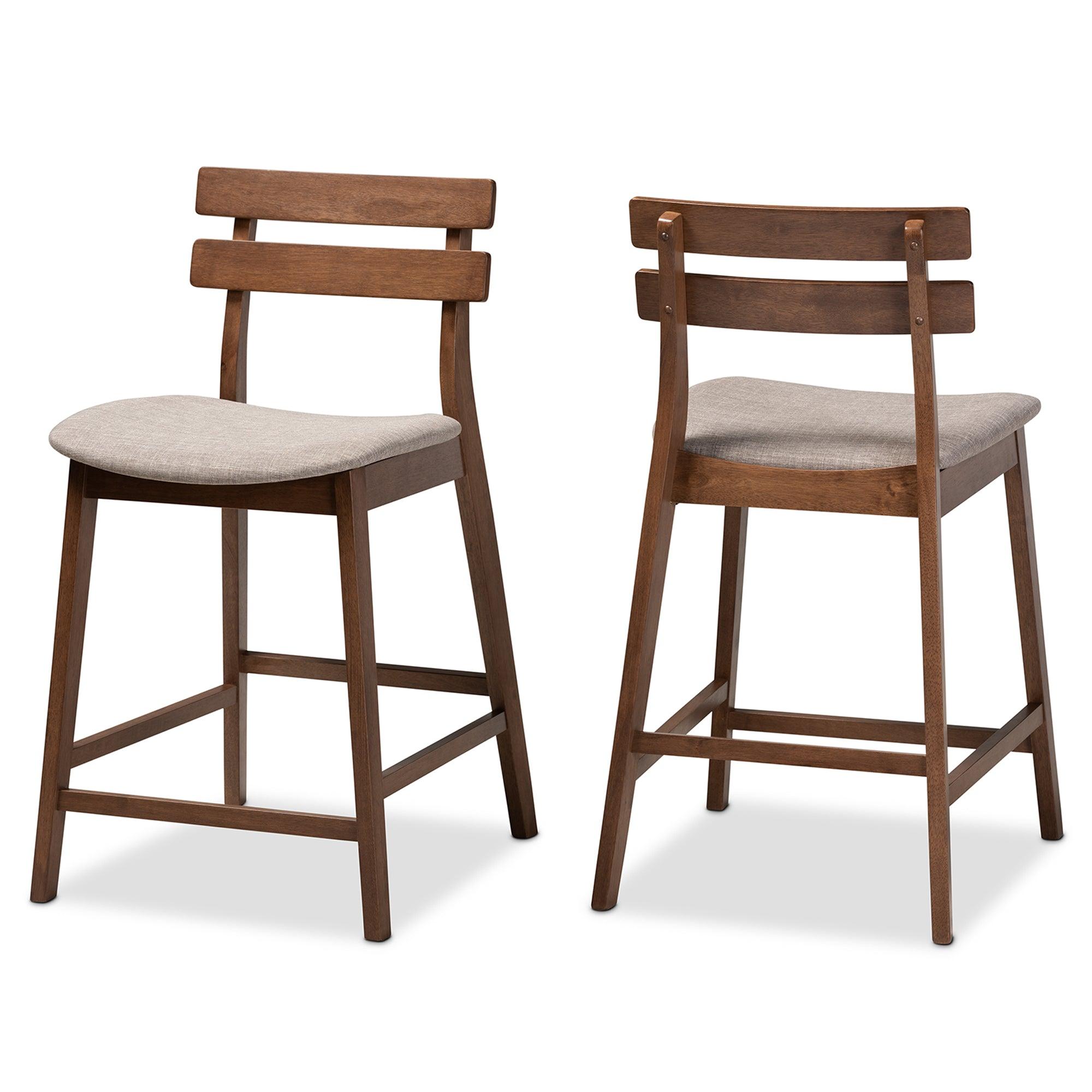 Larine Modern and Contemporary Light Fabric Upholstered Finished 2-Piece Wood Counter Stool Set