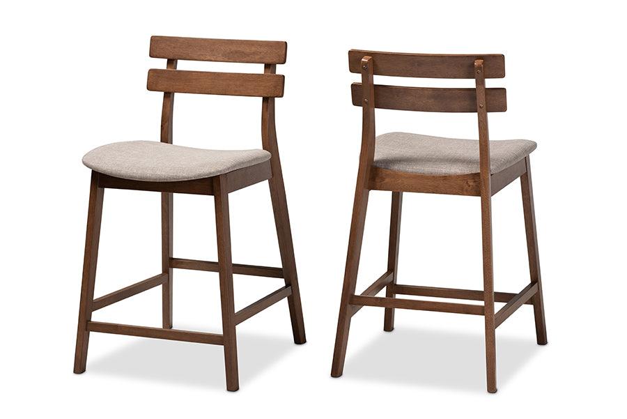 Larine Modern and Contemporary Light Fabric Upholstered Finished 2-Piece Wood Counter Stool Set