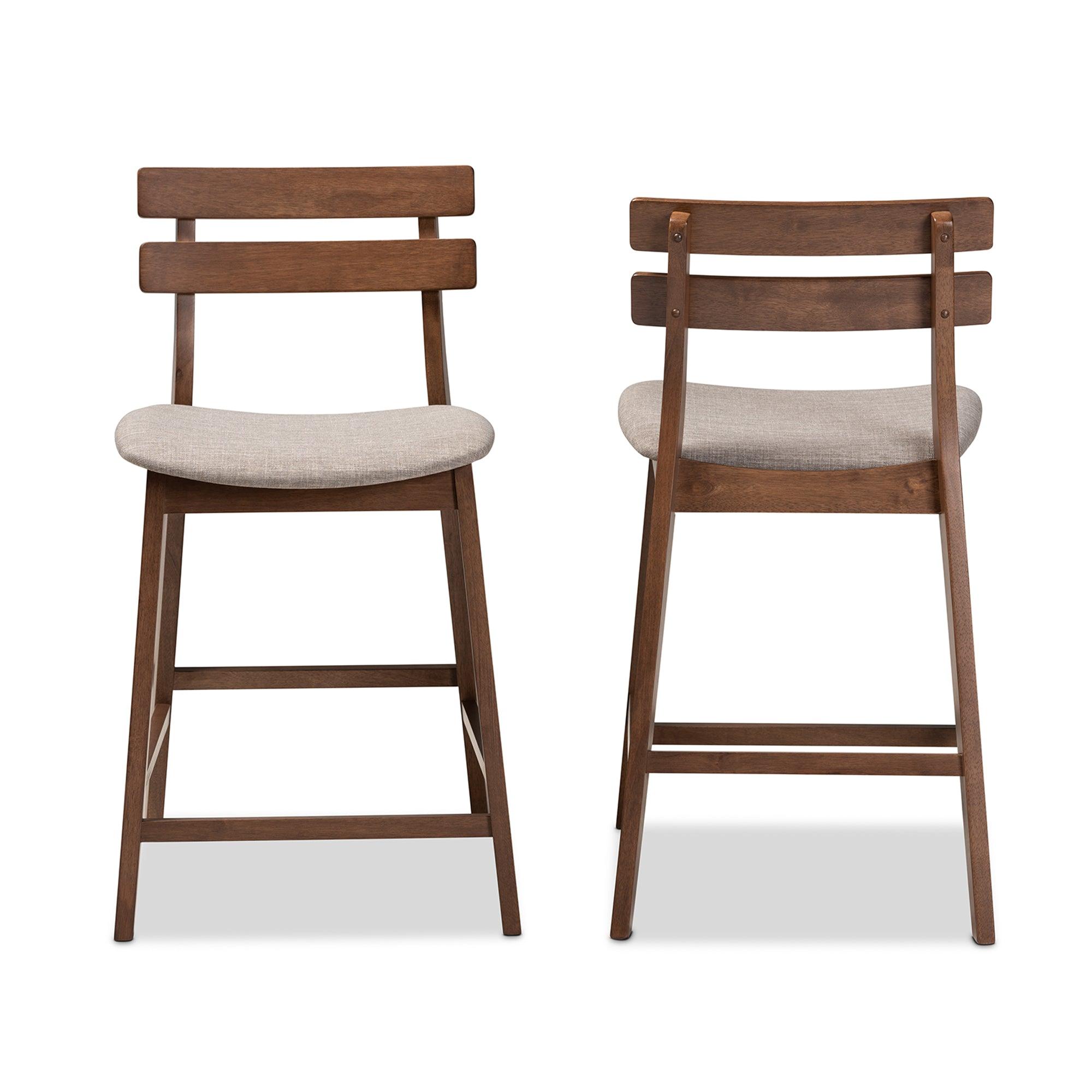 Larine Modern and Contemporary Light Fabric Upholstered Finished 2-Piece Wood Counter Stool Set