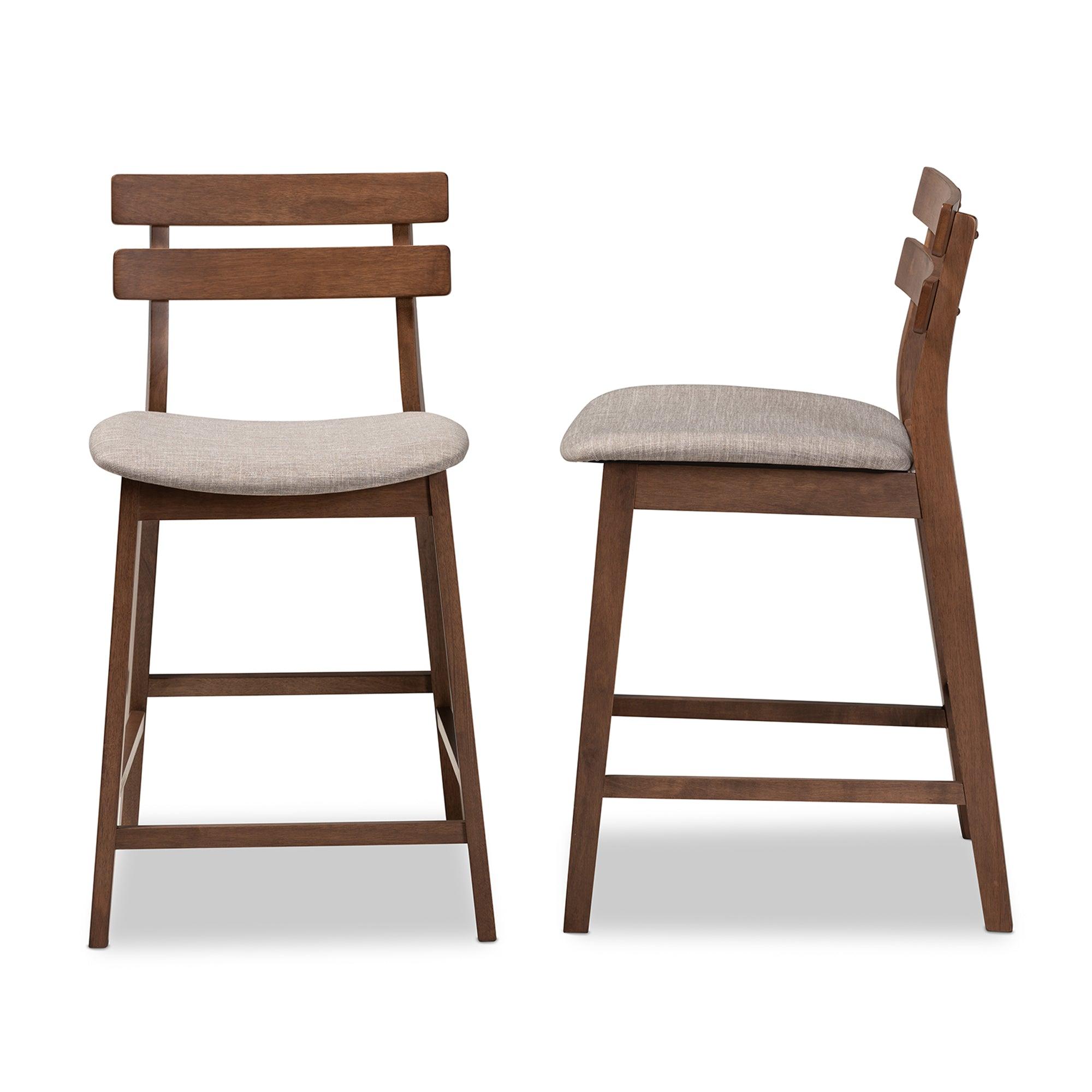 Larine Modern and Contemporary Light Fabric Upholstered Finished 2-Piece Wood Counter Stool Set