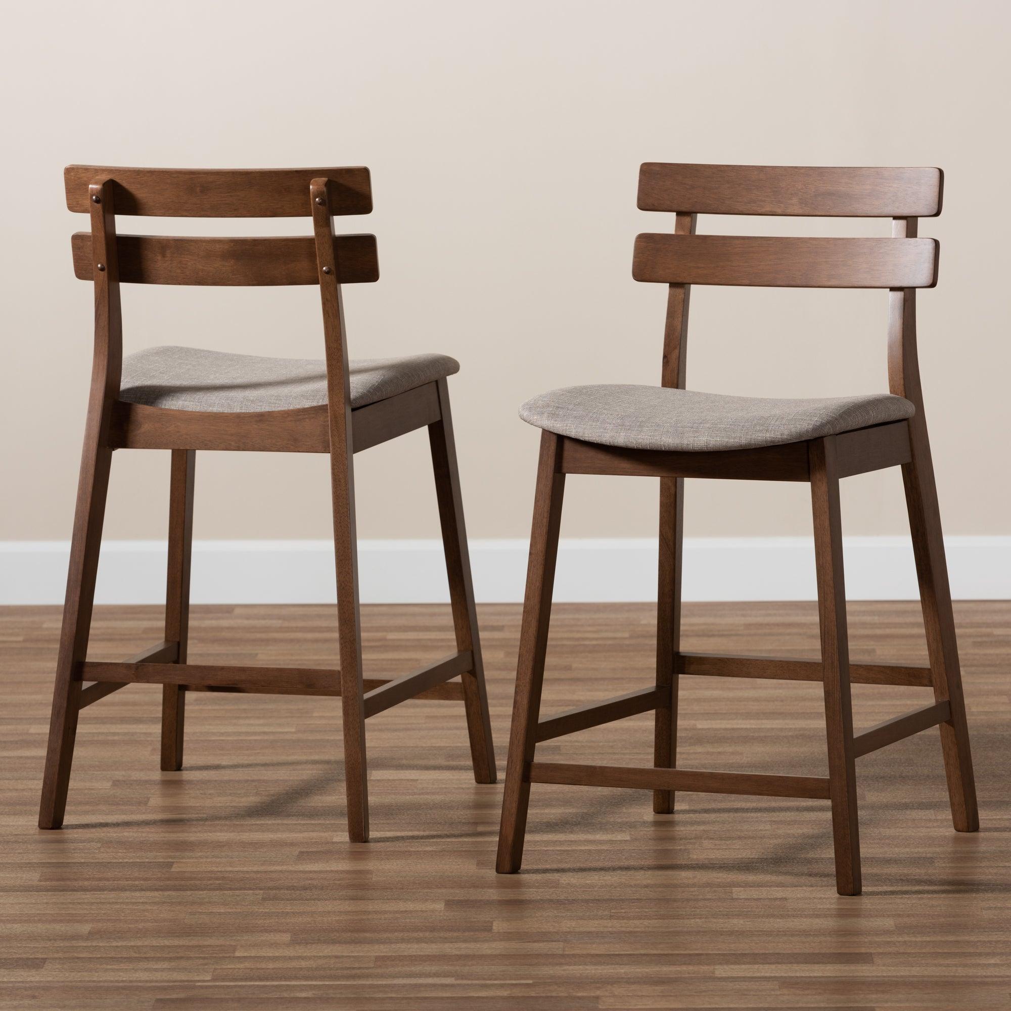 Larine Modern and Contemporary Light Fabric Upholstered Finished 2-Piece Wood Counter Stool Set