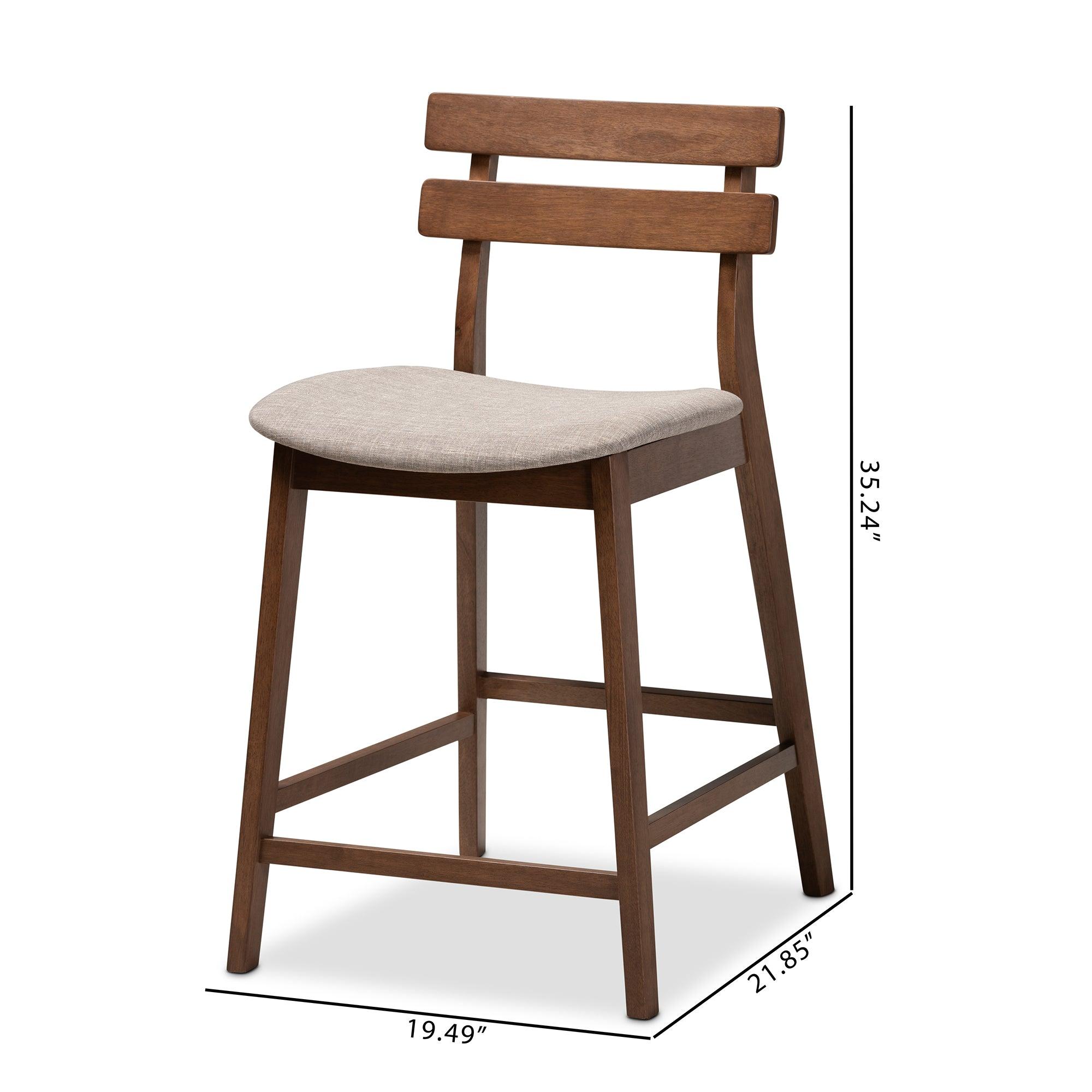 Larine Modern and Contemporary Light Fabric Upholstered Finished 2-Piece Wood Counter Stool Set