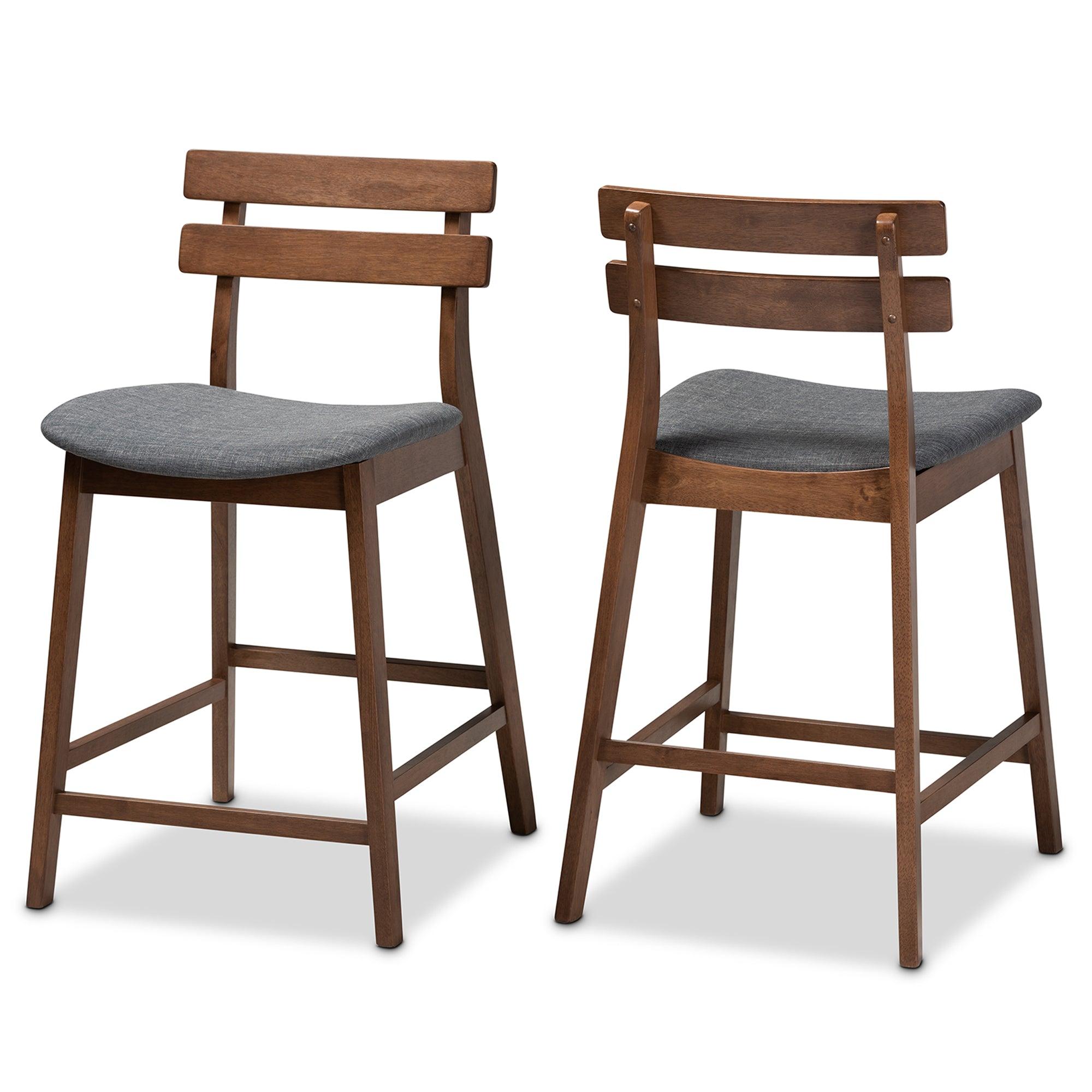 Larine Modern and Contemporary Dark Fabric Upholstered Finished 2-Piece Wood Counter Stool Set