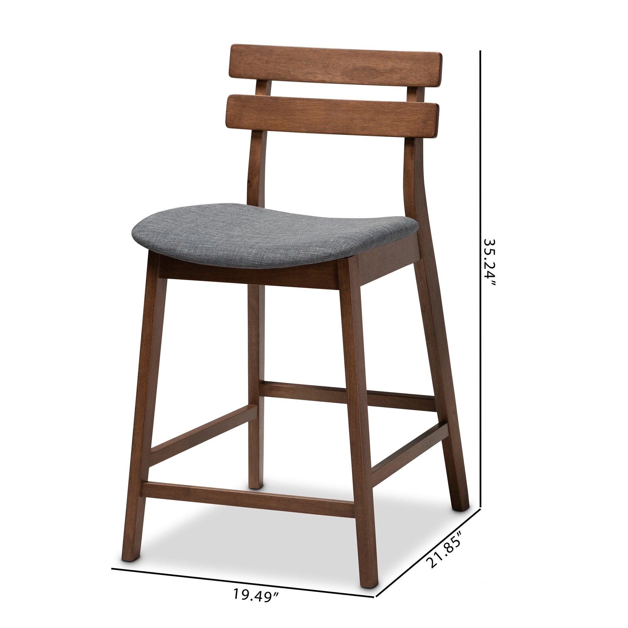 Larine Modern and Contemporary Dark Fabric Upholstered Finished 2-Piece Wood Counter Stool Set