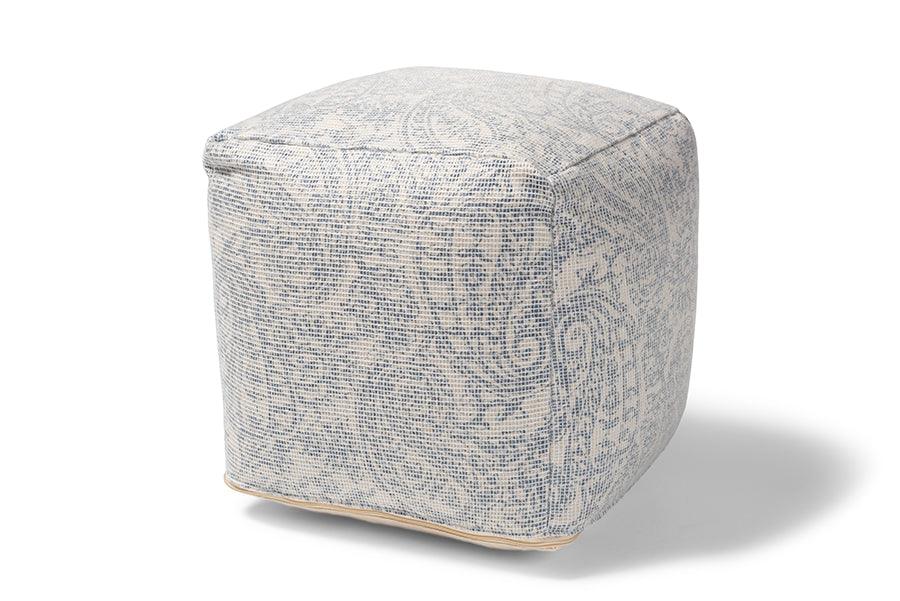 Juvita Modern and Contemporary and Handwoven Cotton Paisley Pouf Ottoman