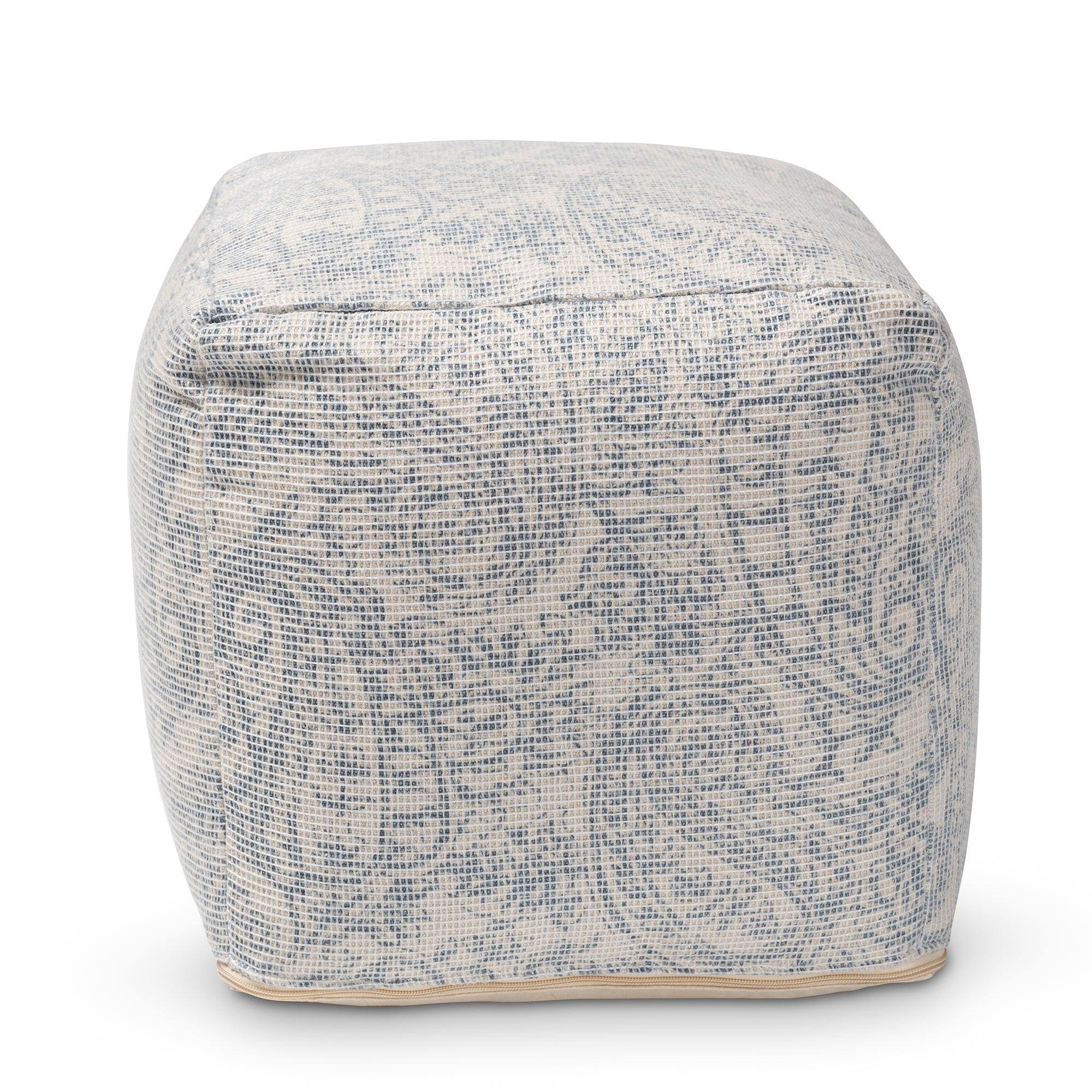 Juvita Modern and Contemporary and Handwoven Cotton Paisley Pouf Ottoman