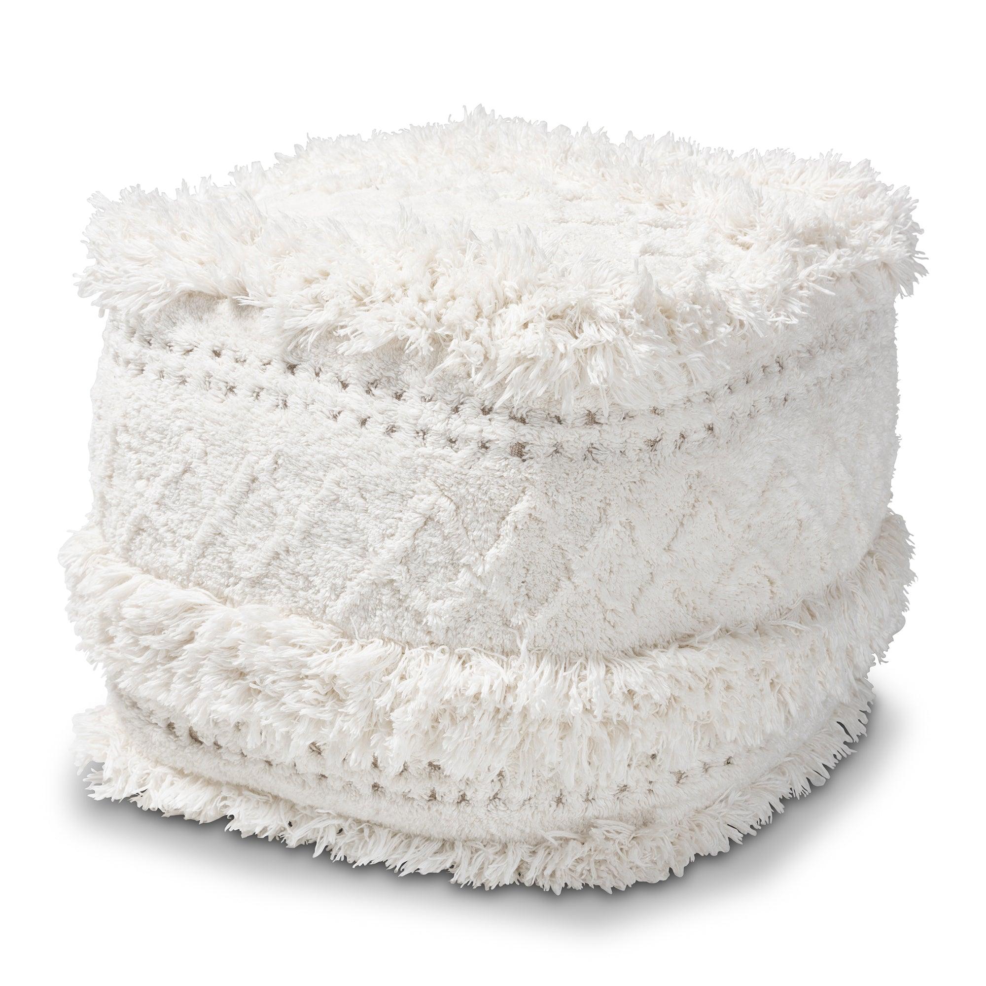 Curlew Moroccan Inspired Handwoven Cotton Pouf Ottoman