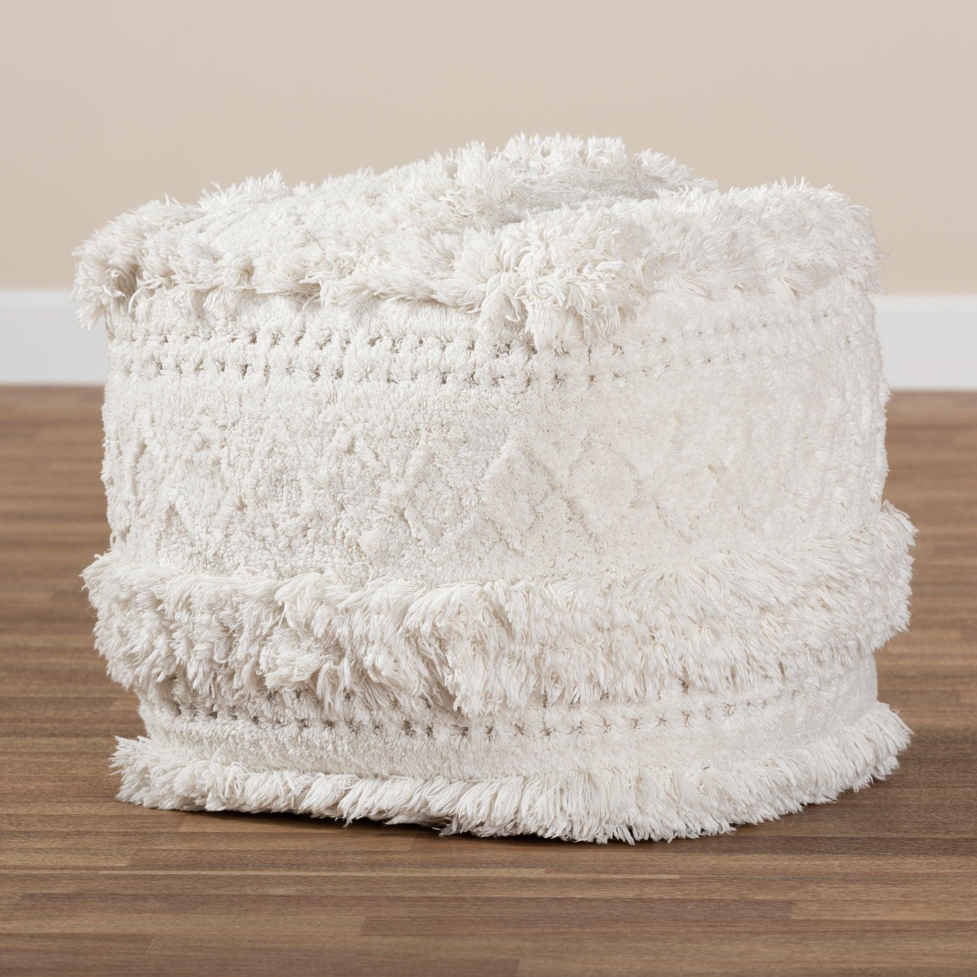 Curlew Moroccan Inspired Handwoven Cotton Pouf Ottoman