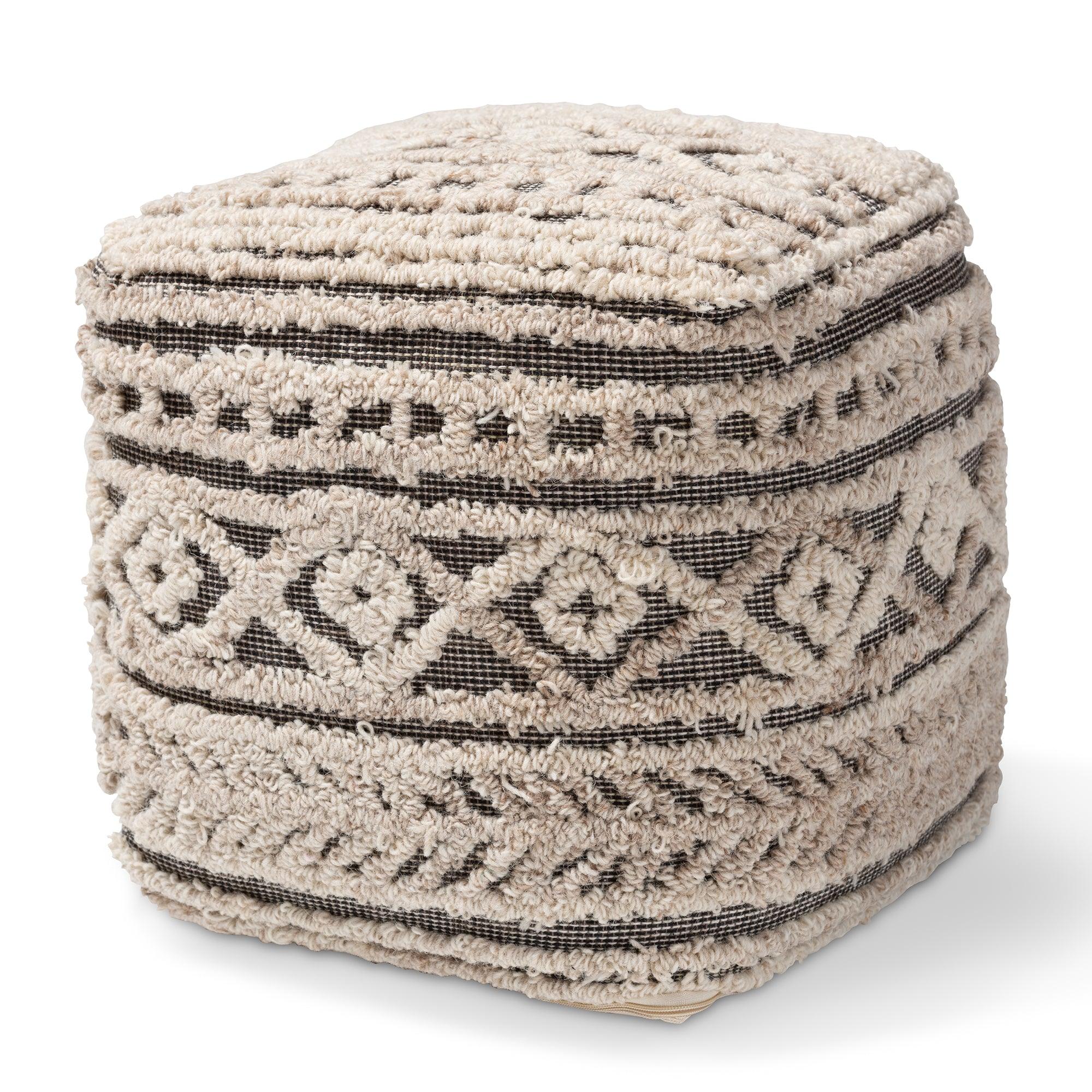 Cronin Moroccan Inspired and Handwoven Hemp Pouf Ottoman