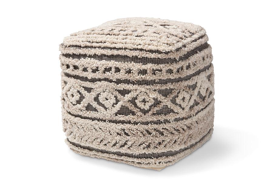 Cronin Moroccan Inspired and Handwoven Hemp Pouf Ottoman