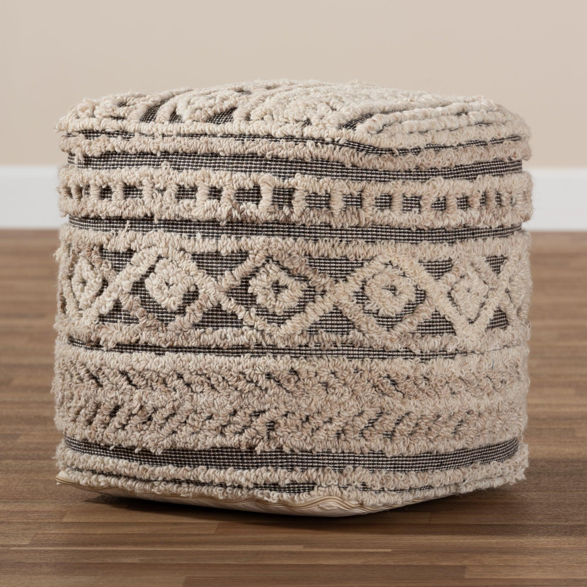 Cronin Moroccan Inspired and Handwoven Hemp Pouf Ottoman