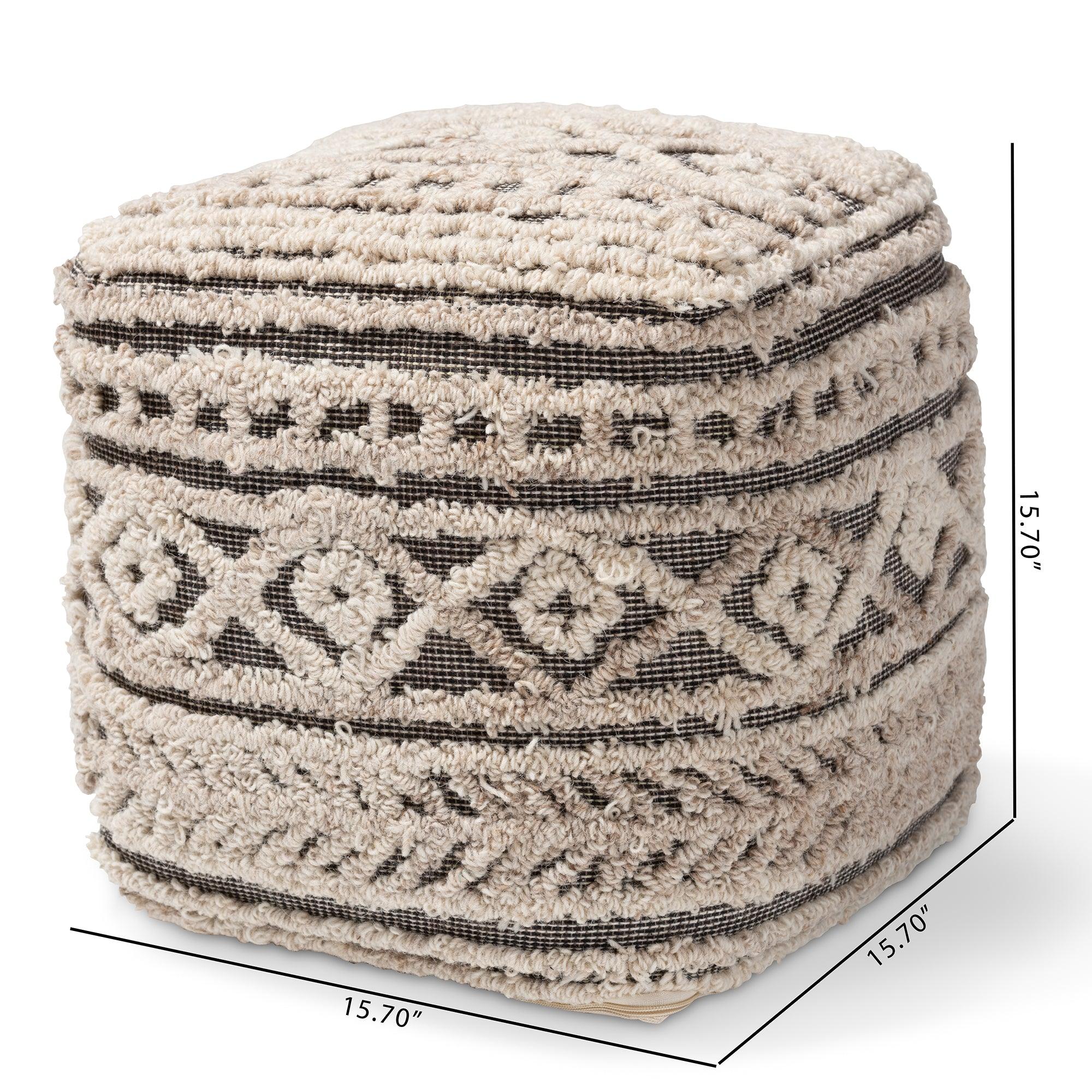 Cronin Moroccan Inspired and Handwoven Hemp Pouf Ottoman