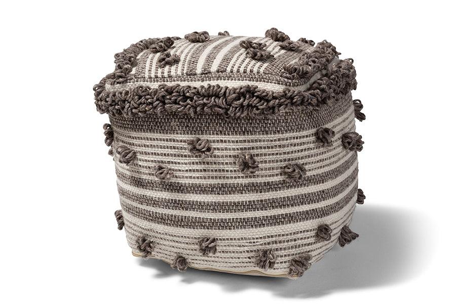 Eligah Moroccan Inspired and Handwoven Wool Pouf Ottoman