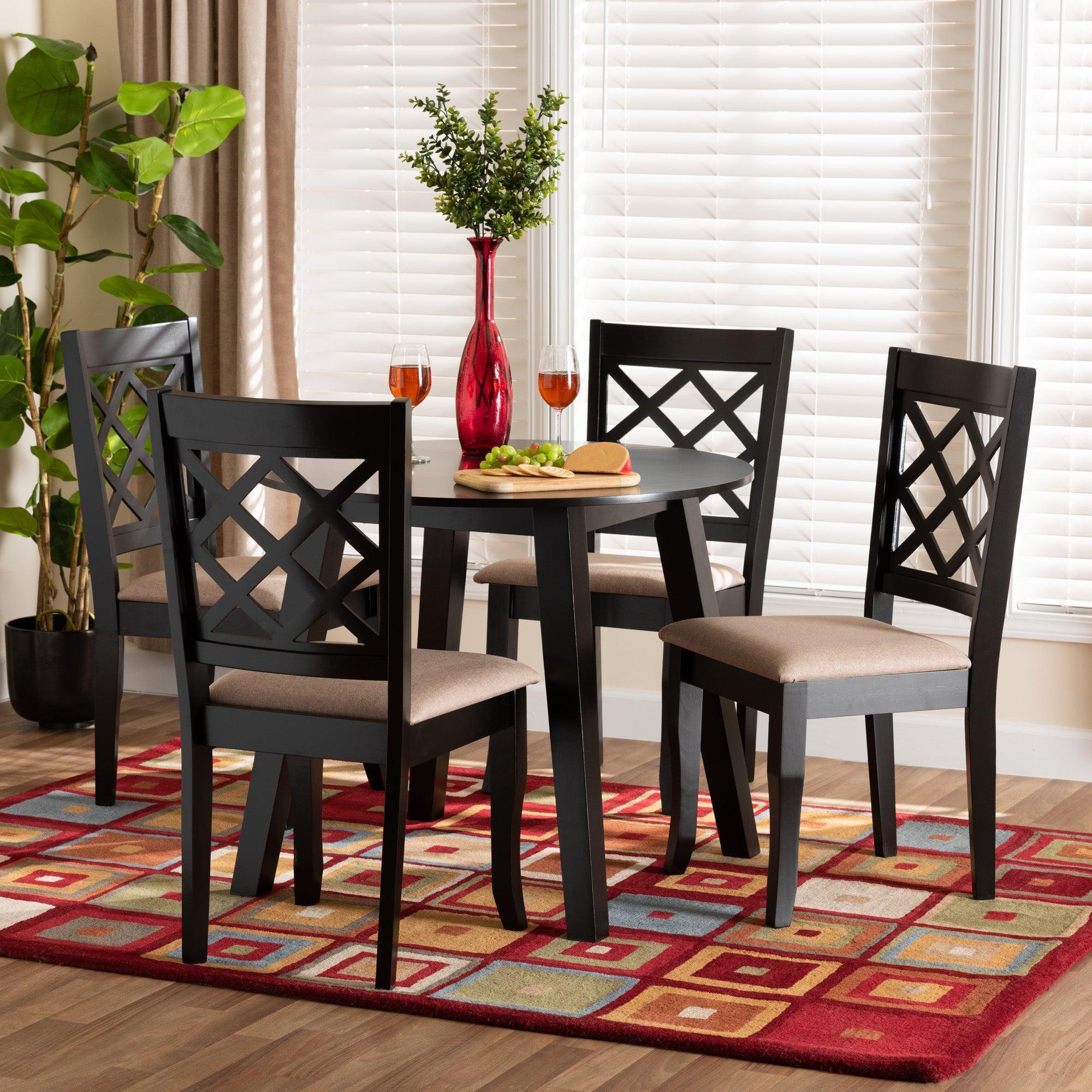 Lexi Modern Fabric and Finished Wood 5-Piece Dining Set