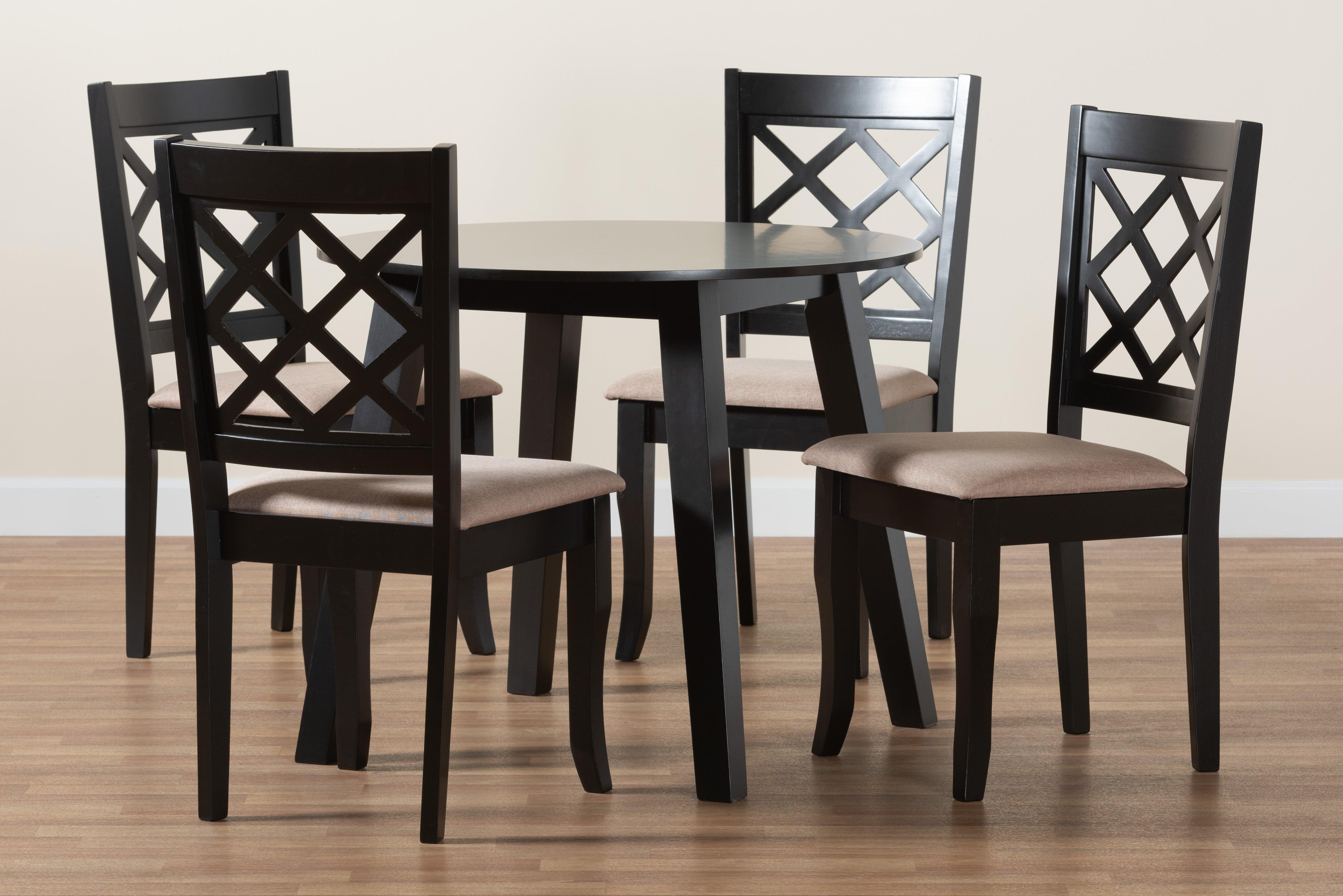 Lexi Modern Fabric and Finished Wood 5-Piece Dining Set